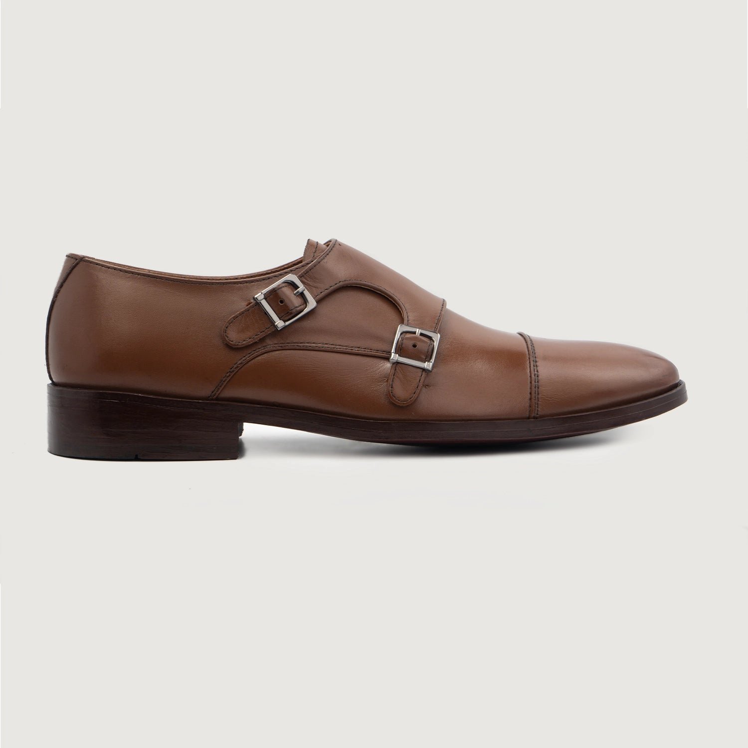 Boston Double Monk Strap Brown Leather Shoes - Image 2