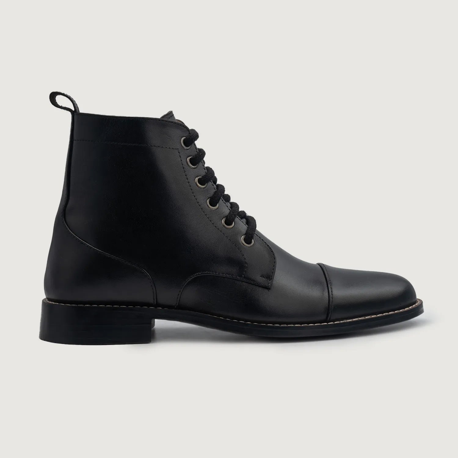 Knight Derby Black Leather Boots - Image 2