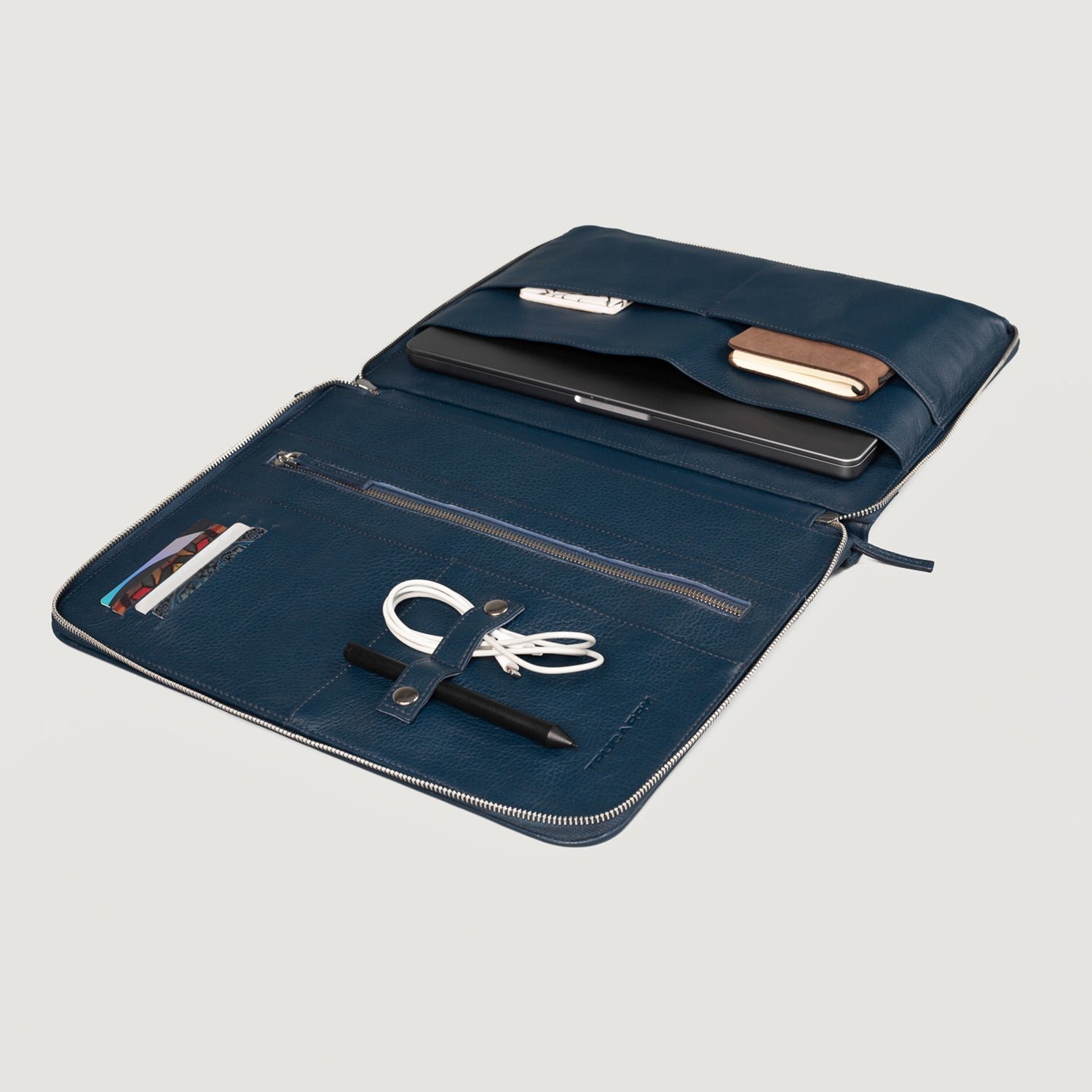 The Eclectic Midnight Blue Leather Folio Organizer - Image 4