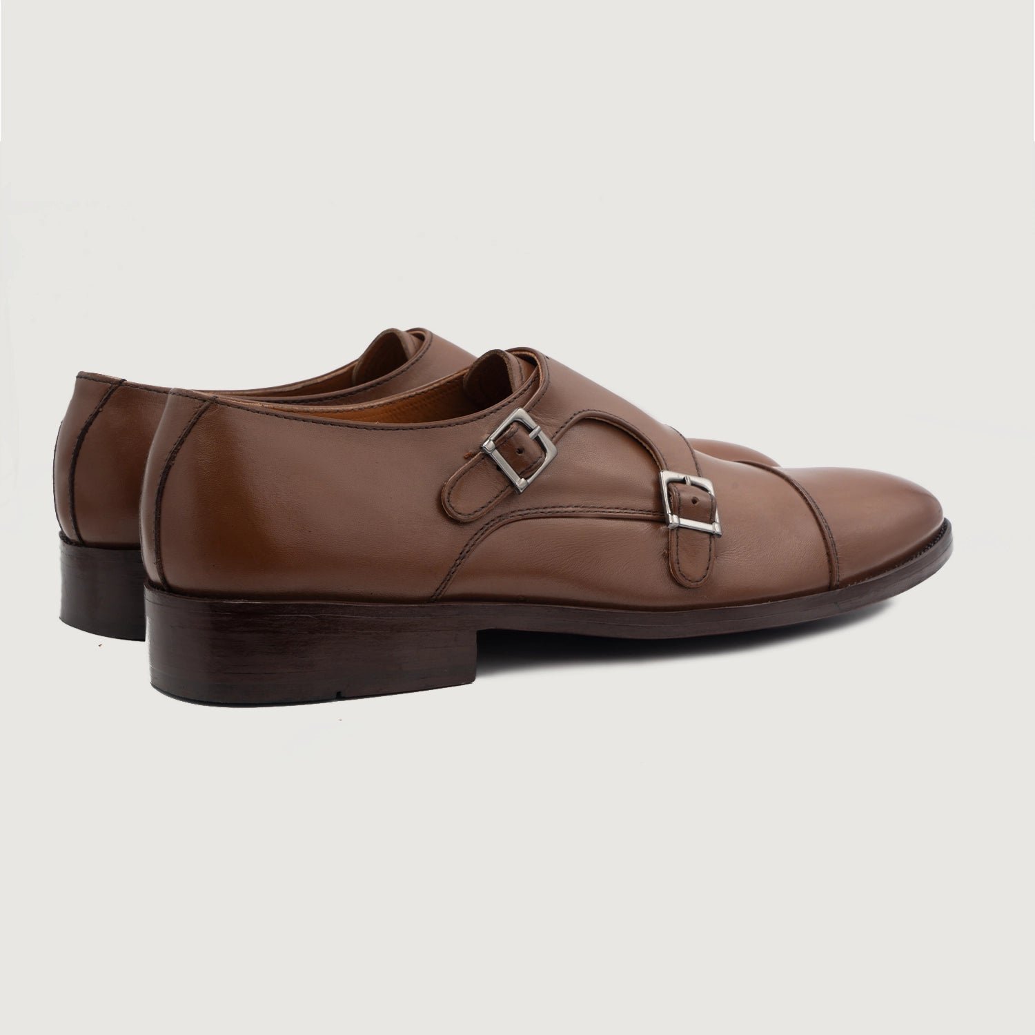 Boston Double Monk Strap Brown Leather Shoes - Image 3