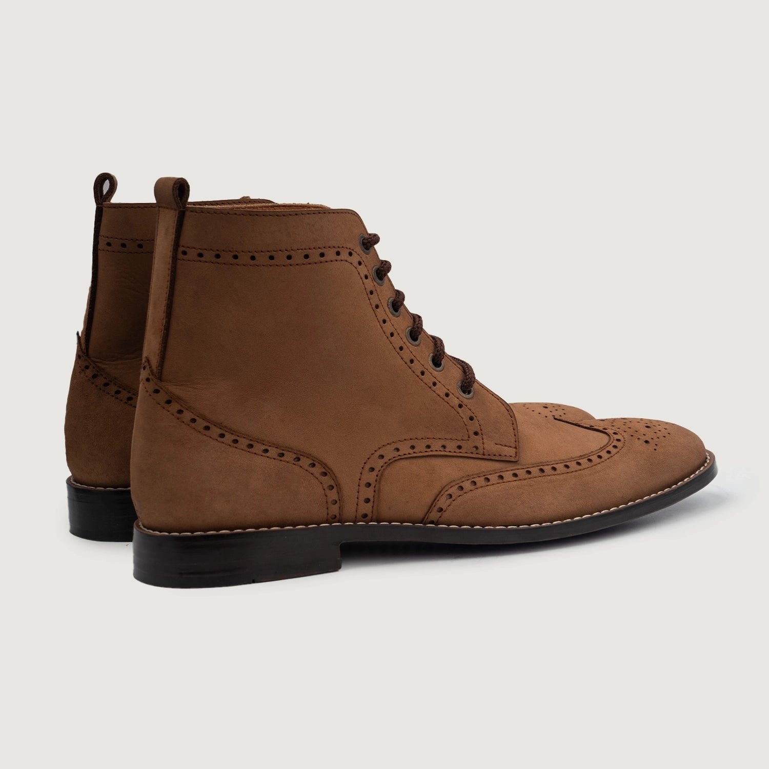Duster Brogues Derby Brown Nubuck Leather Boots - Image 3