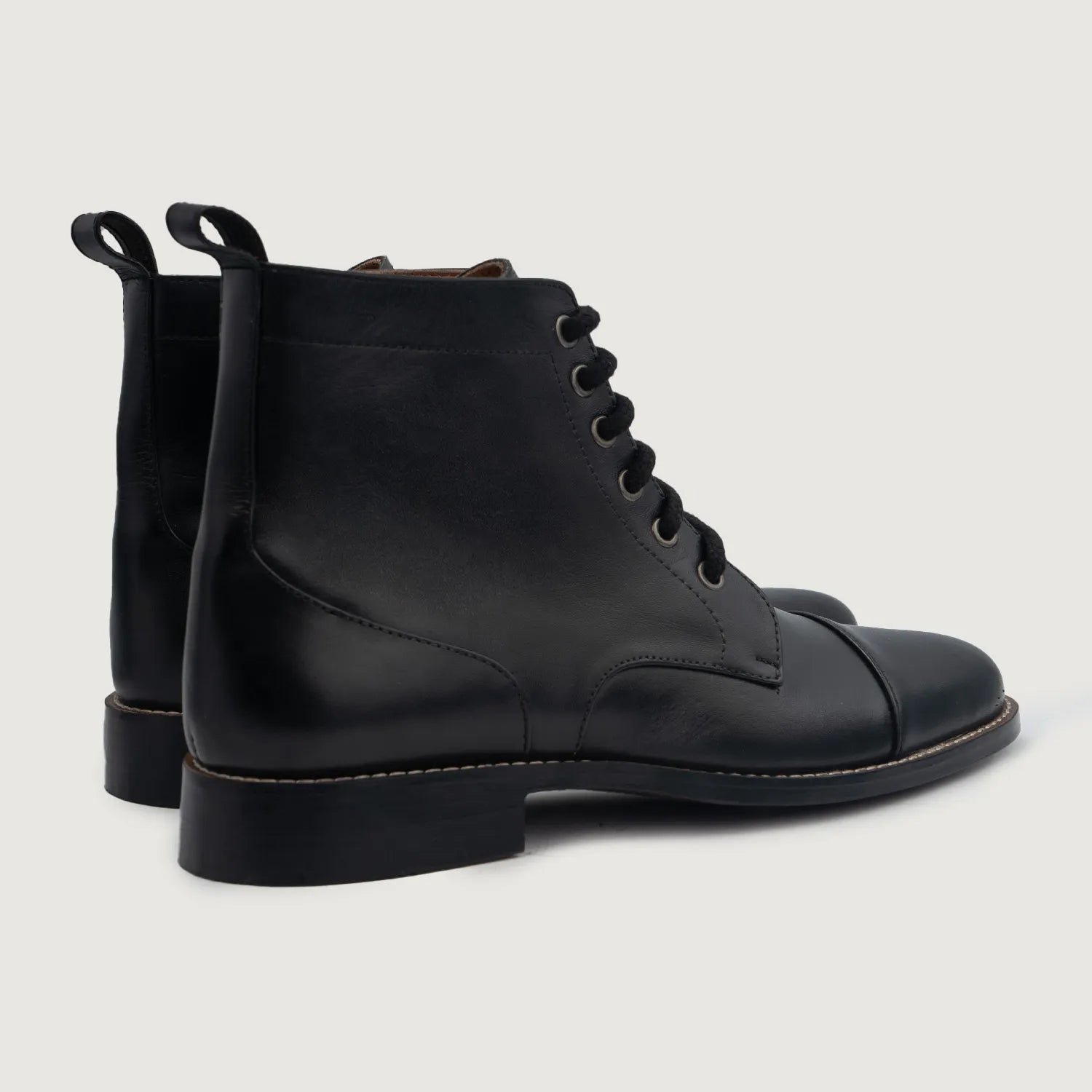 Knight Derby Black Leather Boots - Image 3