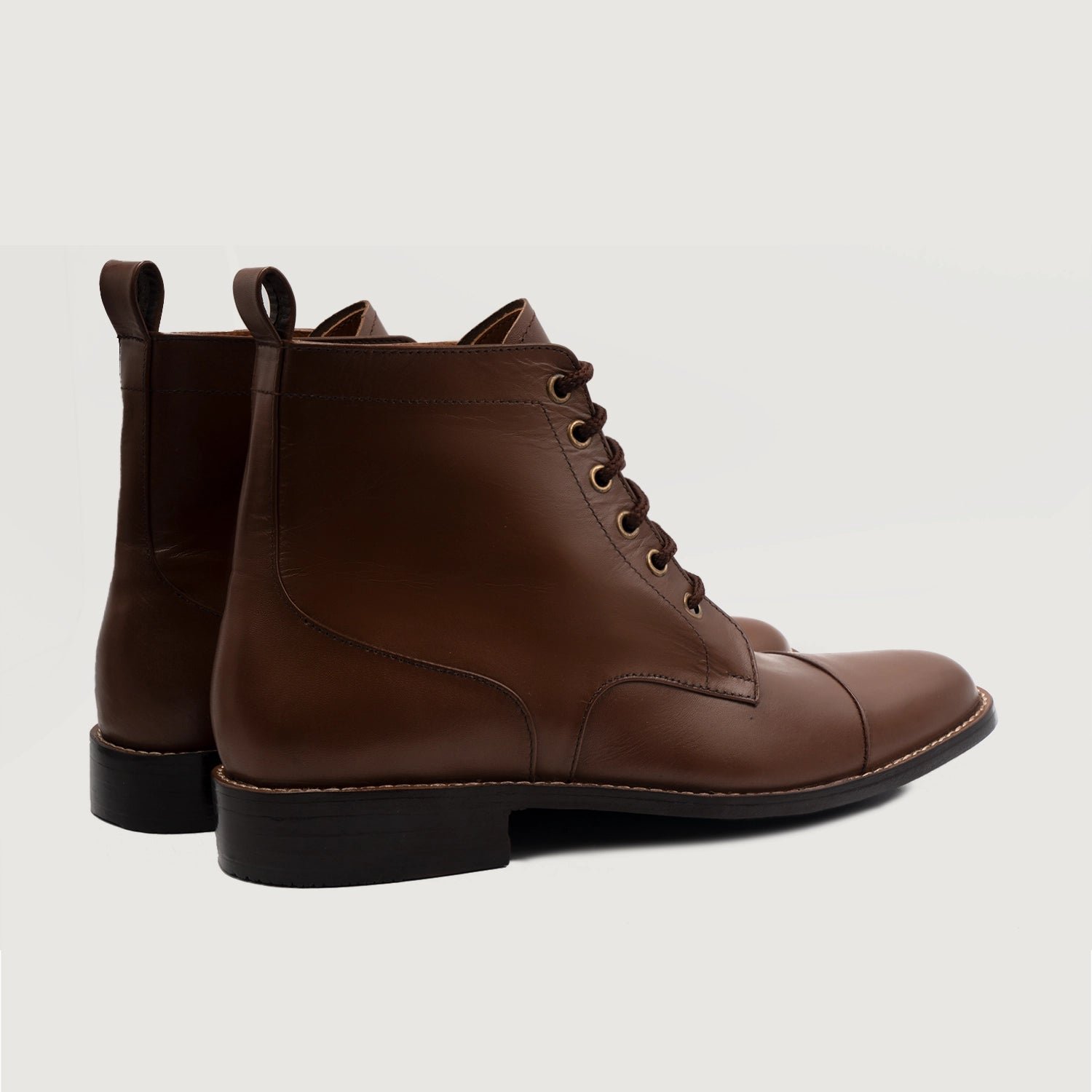 Knight Derby Brown Leather Boots - Image 3