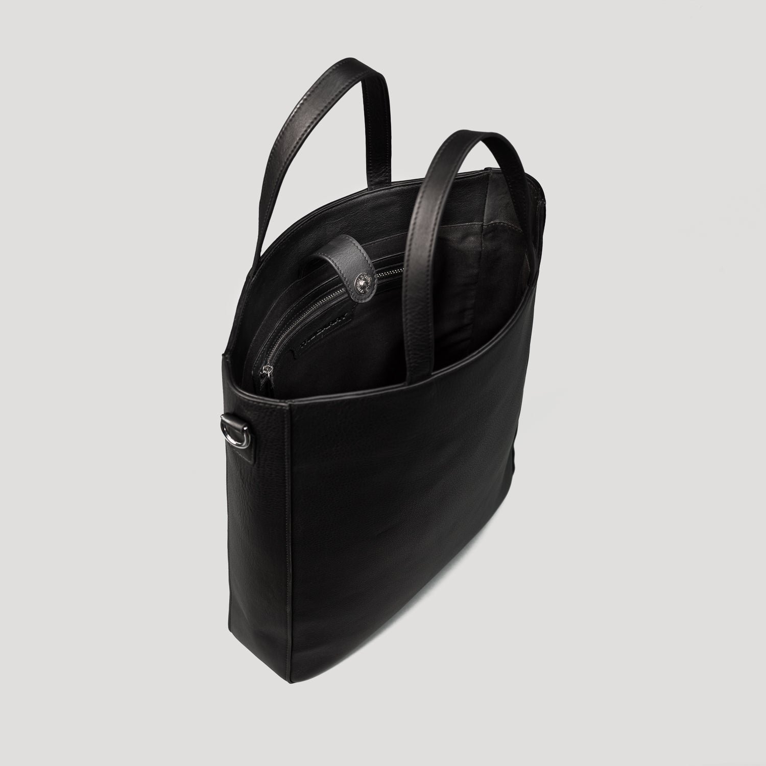 The Poet Black Leather Tote Bag - Image 5