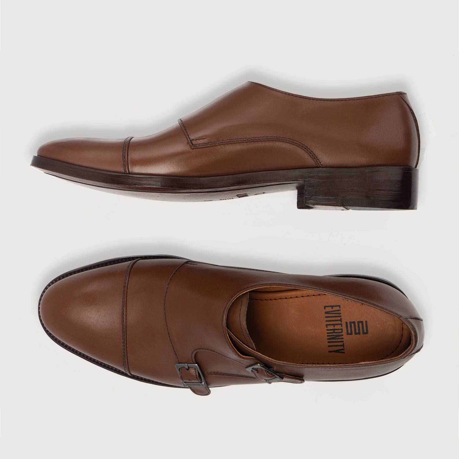 Boston Double Monk Strap Brown Leather Shoes - Image 4