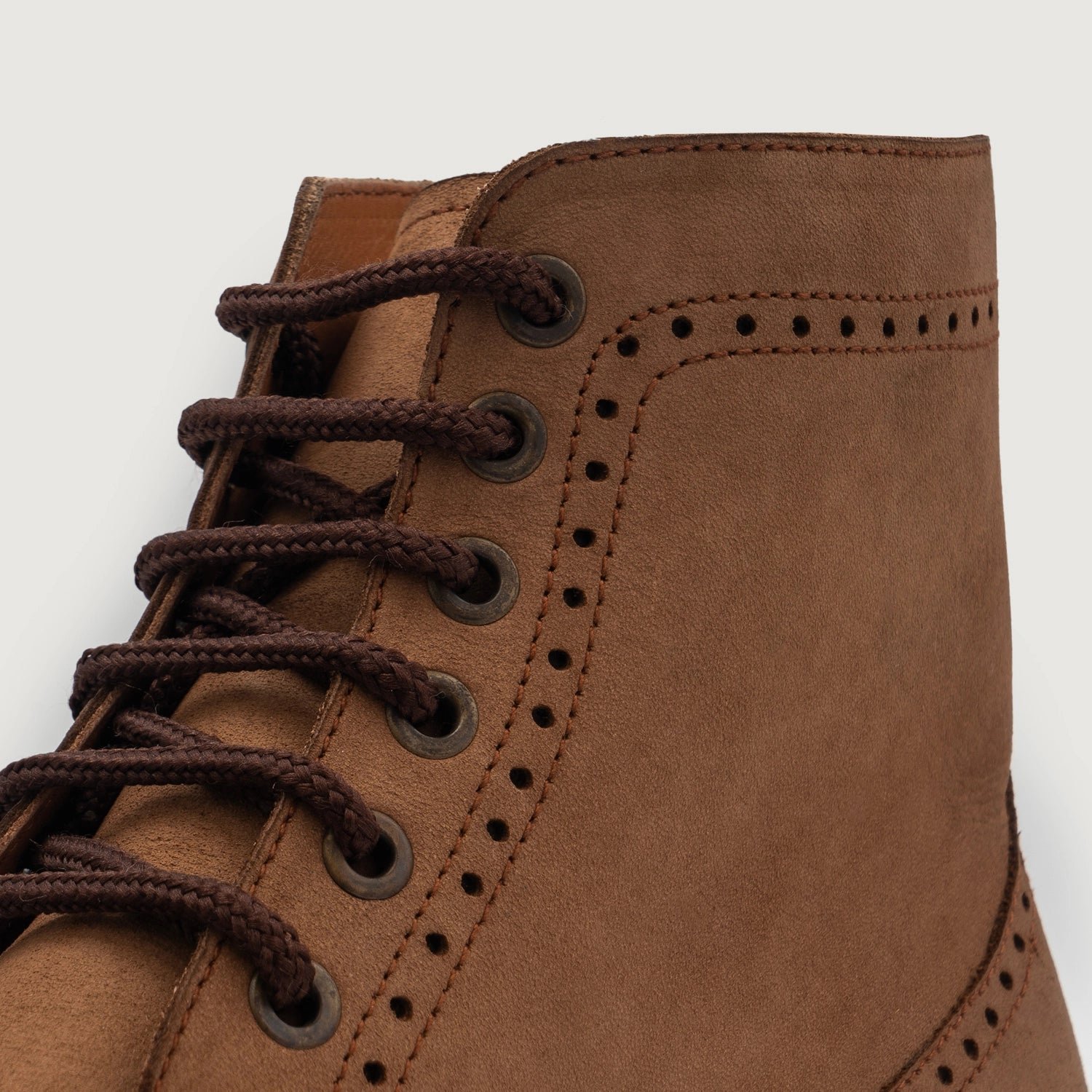 Duster Brogues Derby Brown Nubuck Leather Boots - Image 4