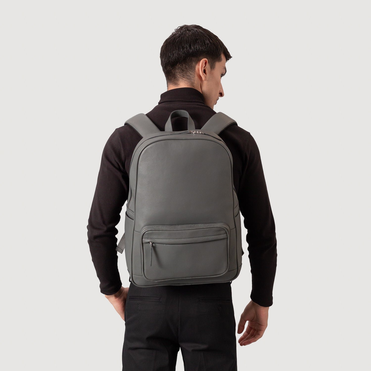 The Philos Grey Leather Backpack - Image 7