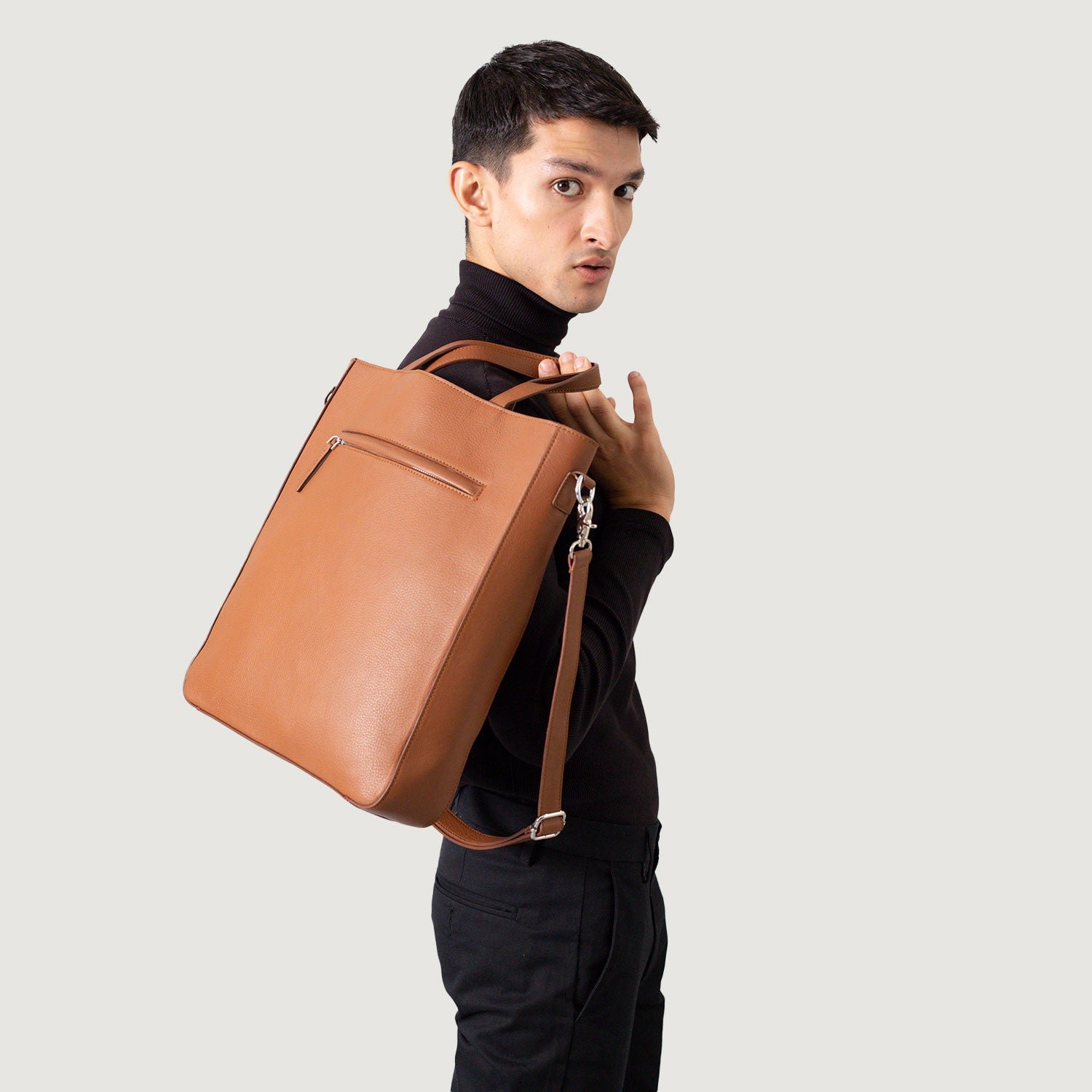 The Poet Brown Leather Tote Bag - Image 6
