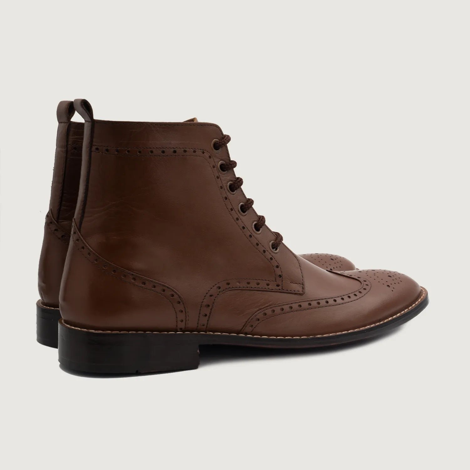 Duster Brogues Derby Brown Leather Boots - Image 3