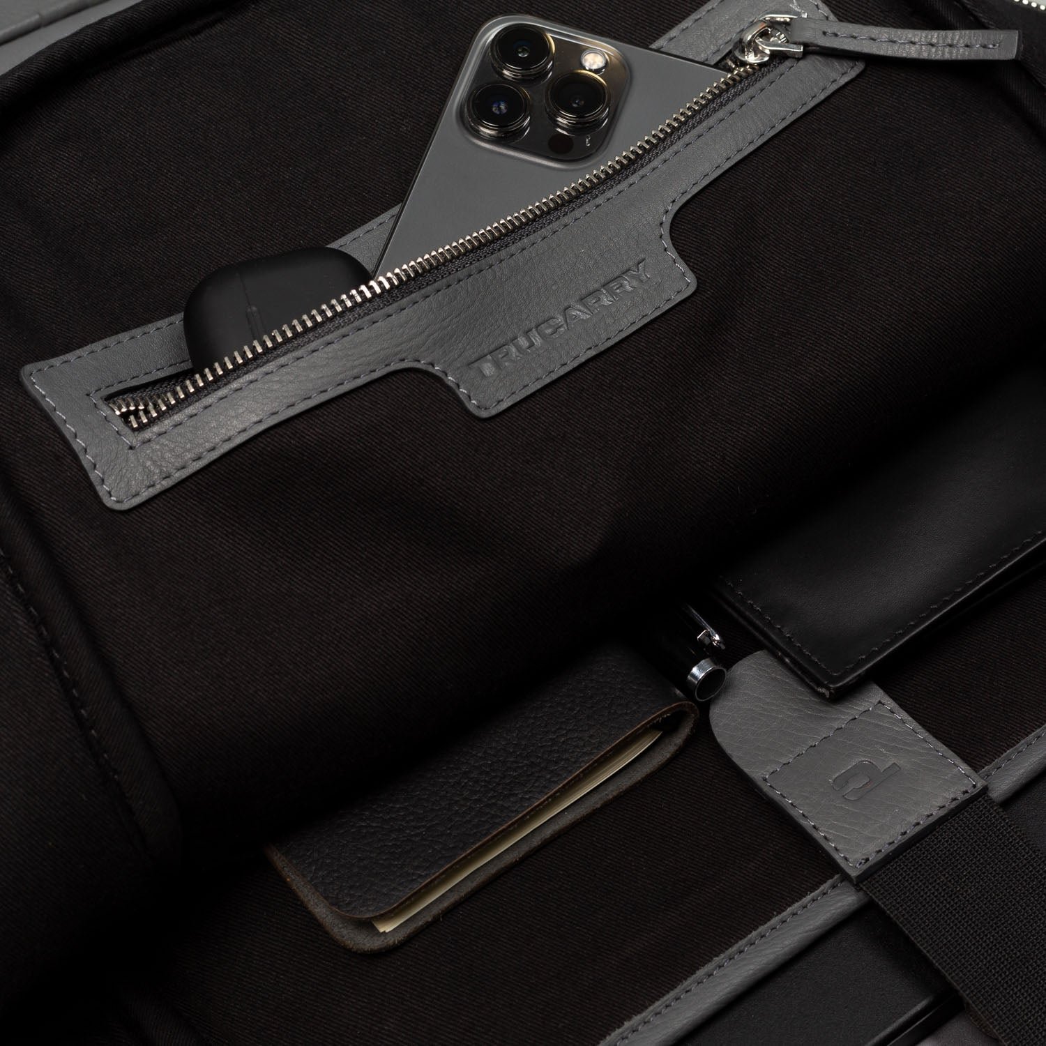 The Philos Grey Leather Backpack - Image 8