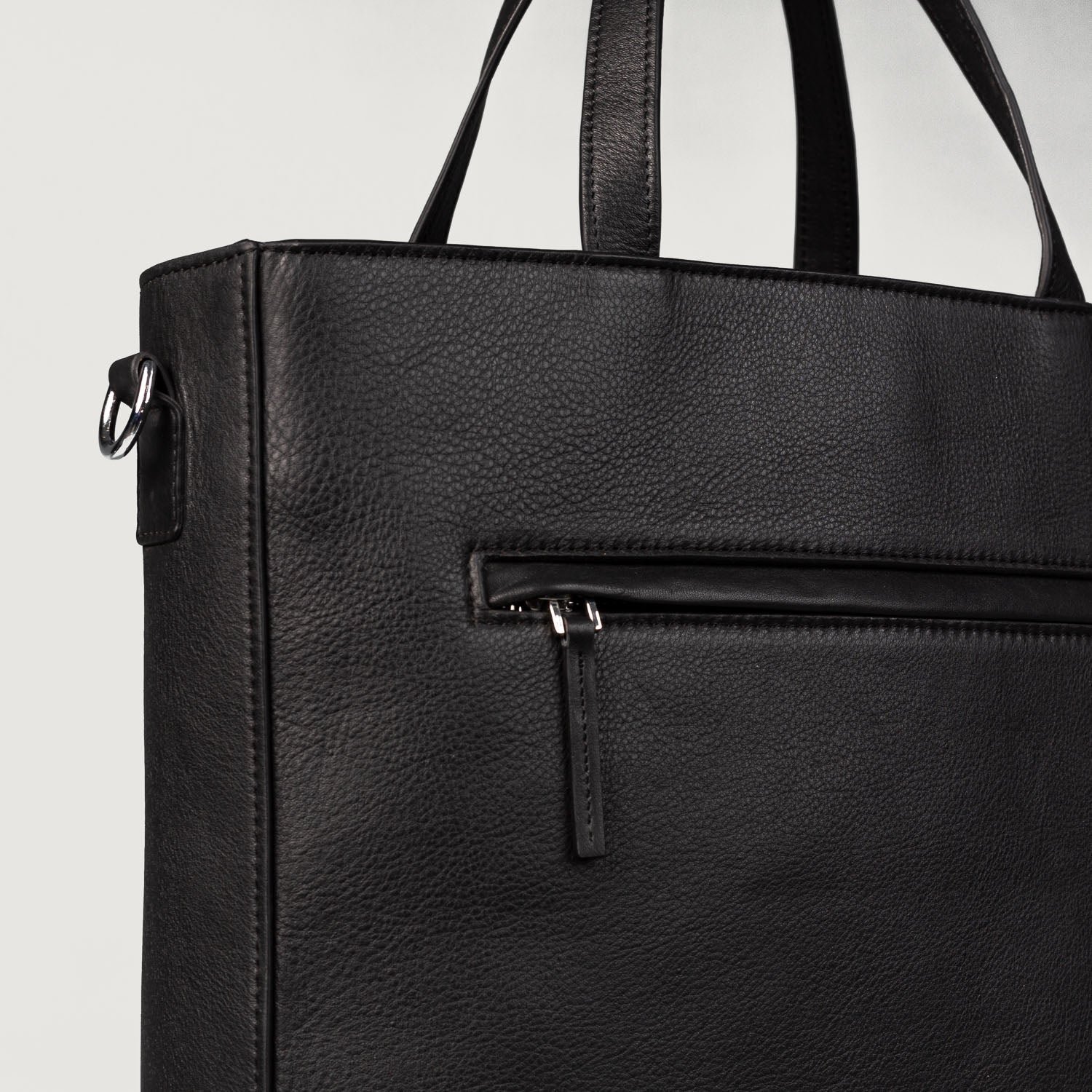 The Poet Black Leather Tote Bag - Image 7