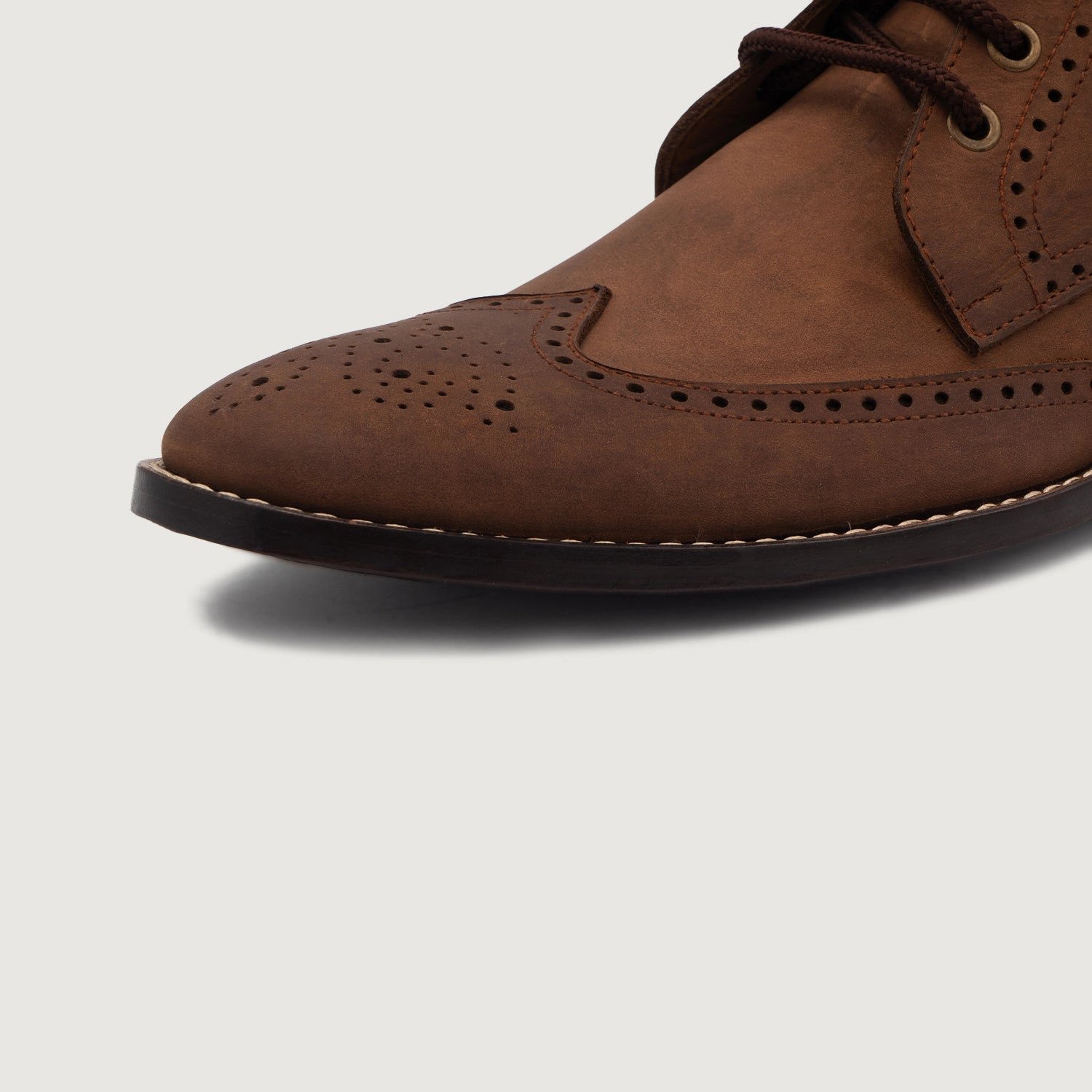 Duster Brogues Derby Oil Pull-up Brown Leather Boots - Image 5