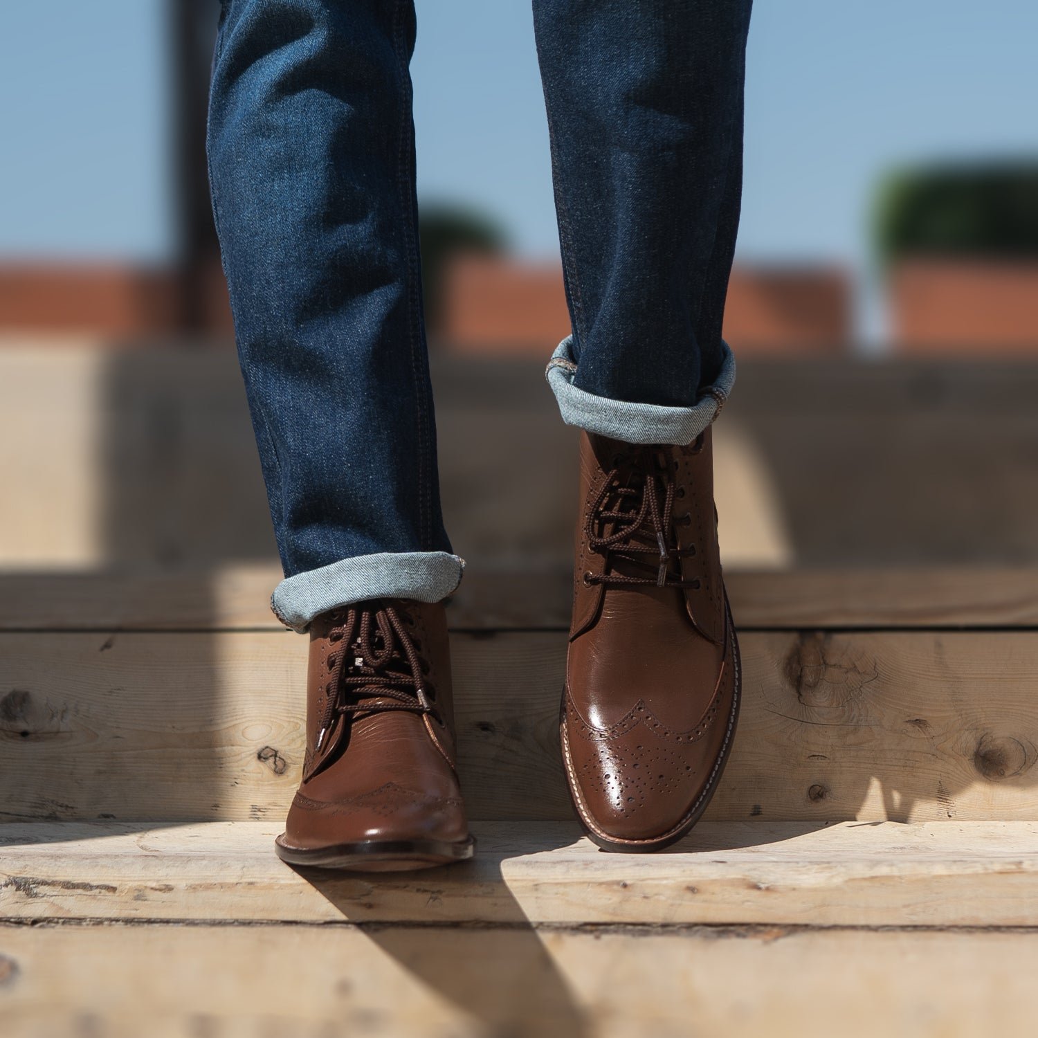 Duster Brogues Derby Brown Leather Boots - Image 6