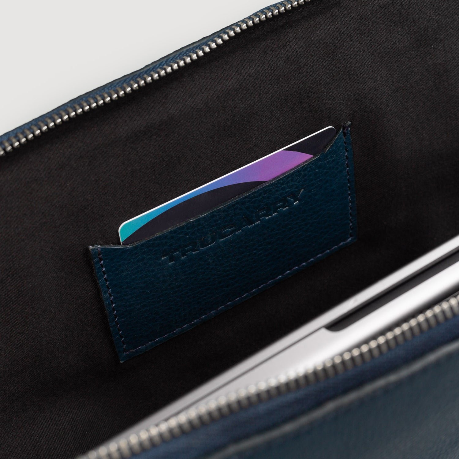 The Baxter Midnight Blue Leather Laptop Sleeve - Image 8