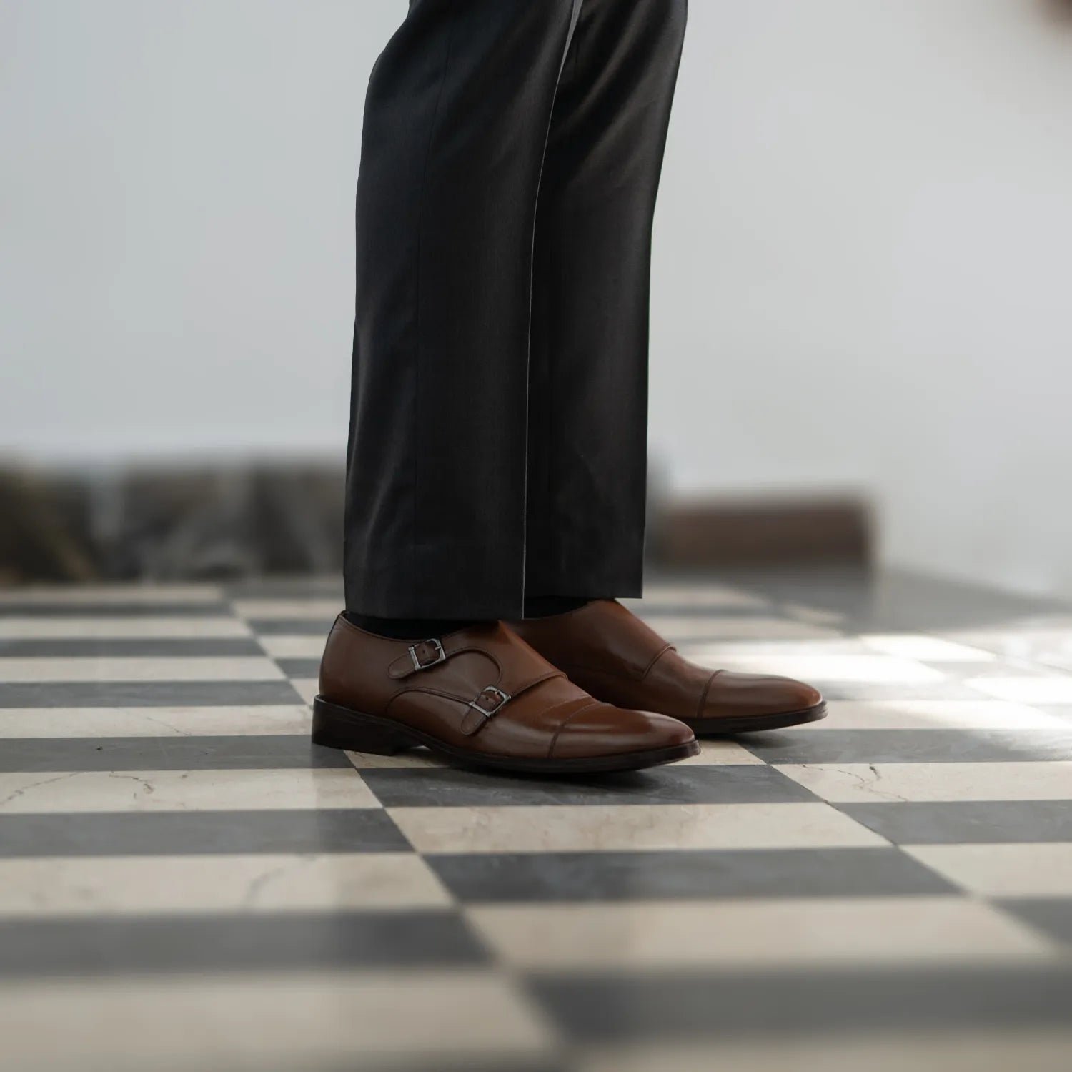 Boston Double Monk Strap Brown Leather Shoes - Image 7
