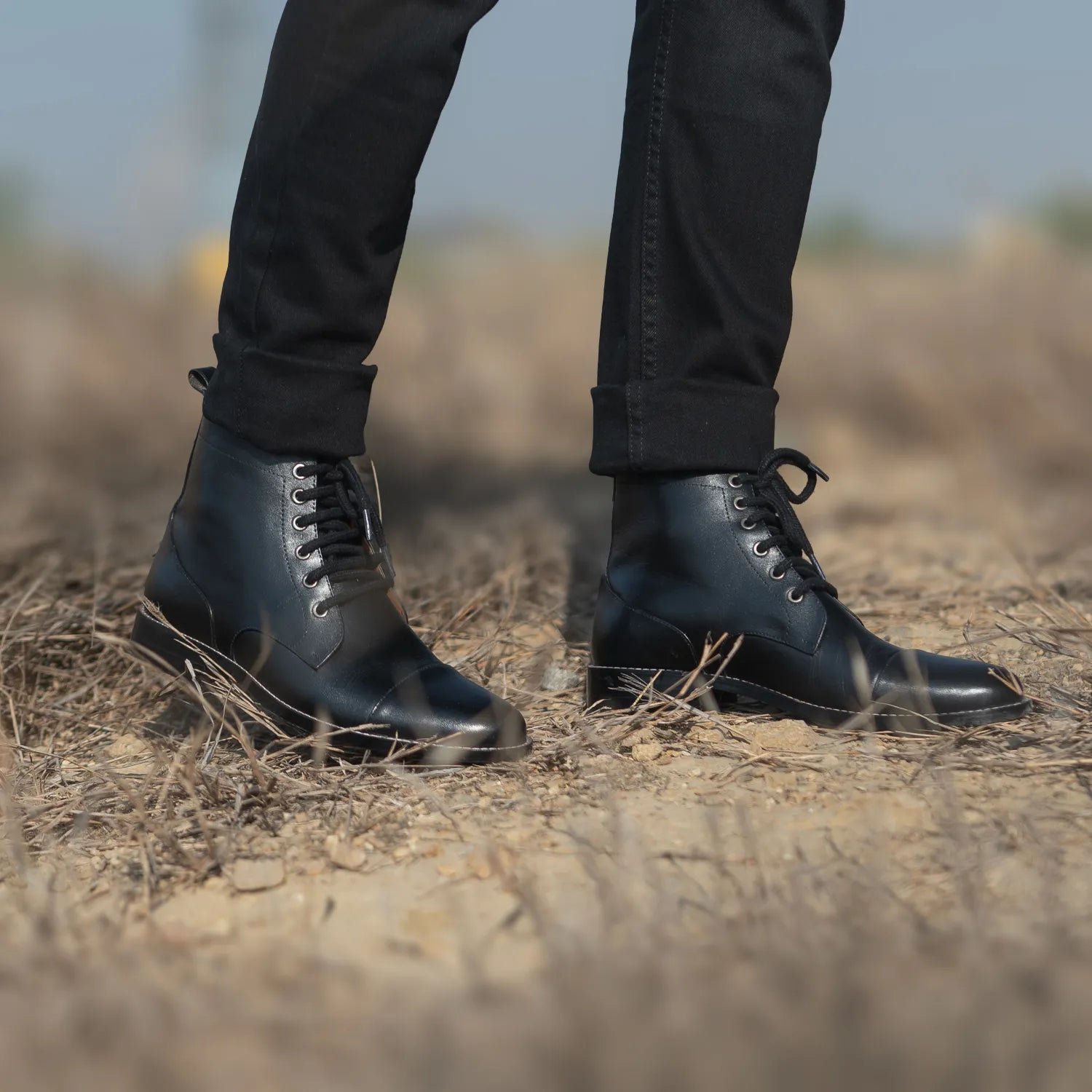 Knight Derby Black Leather Boots - Image 7