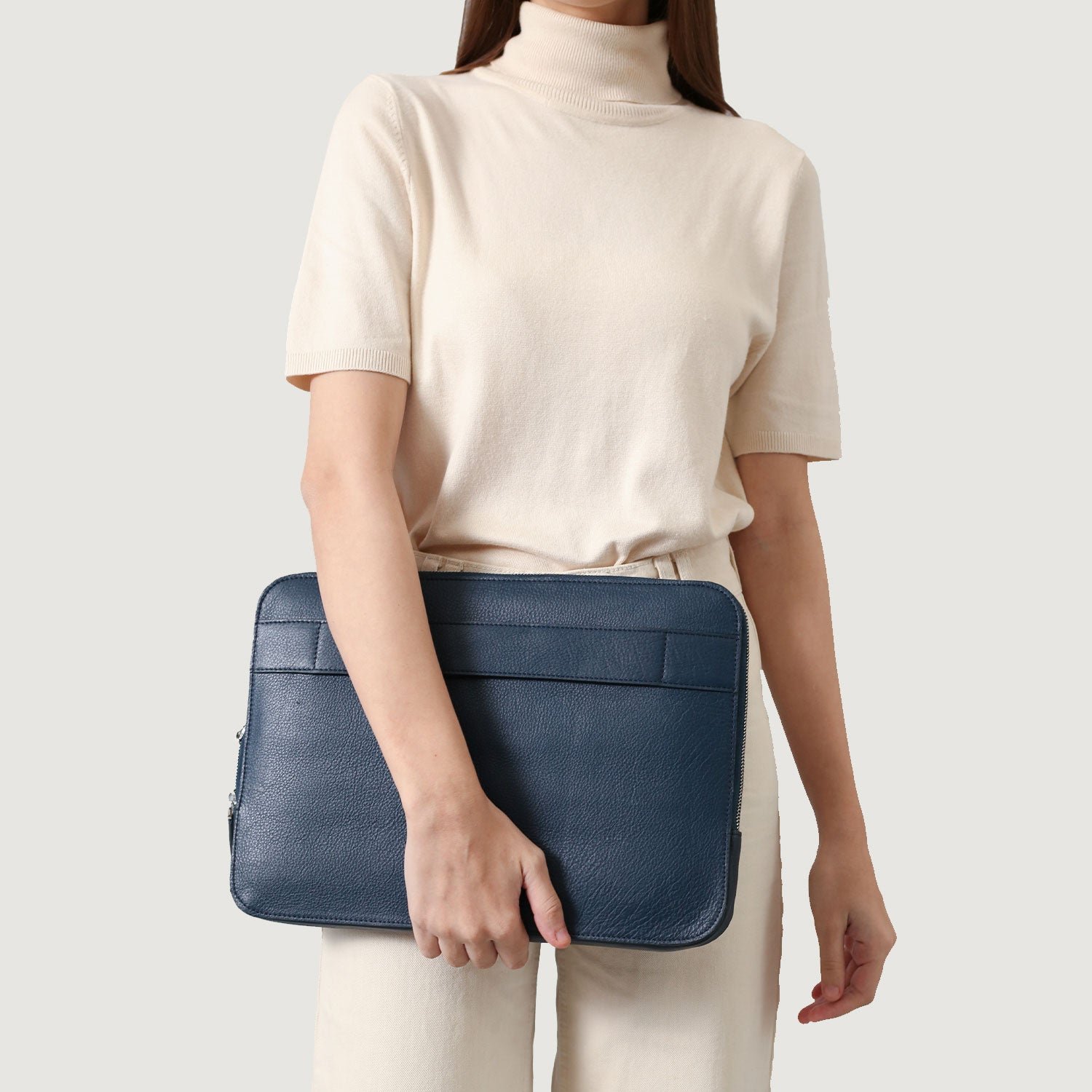 The Baxter Midnight Blue Leather Laptop Sleeve - Image 9