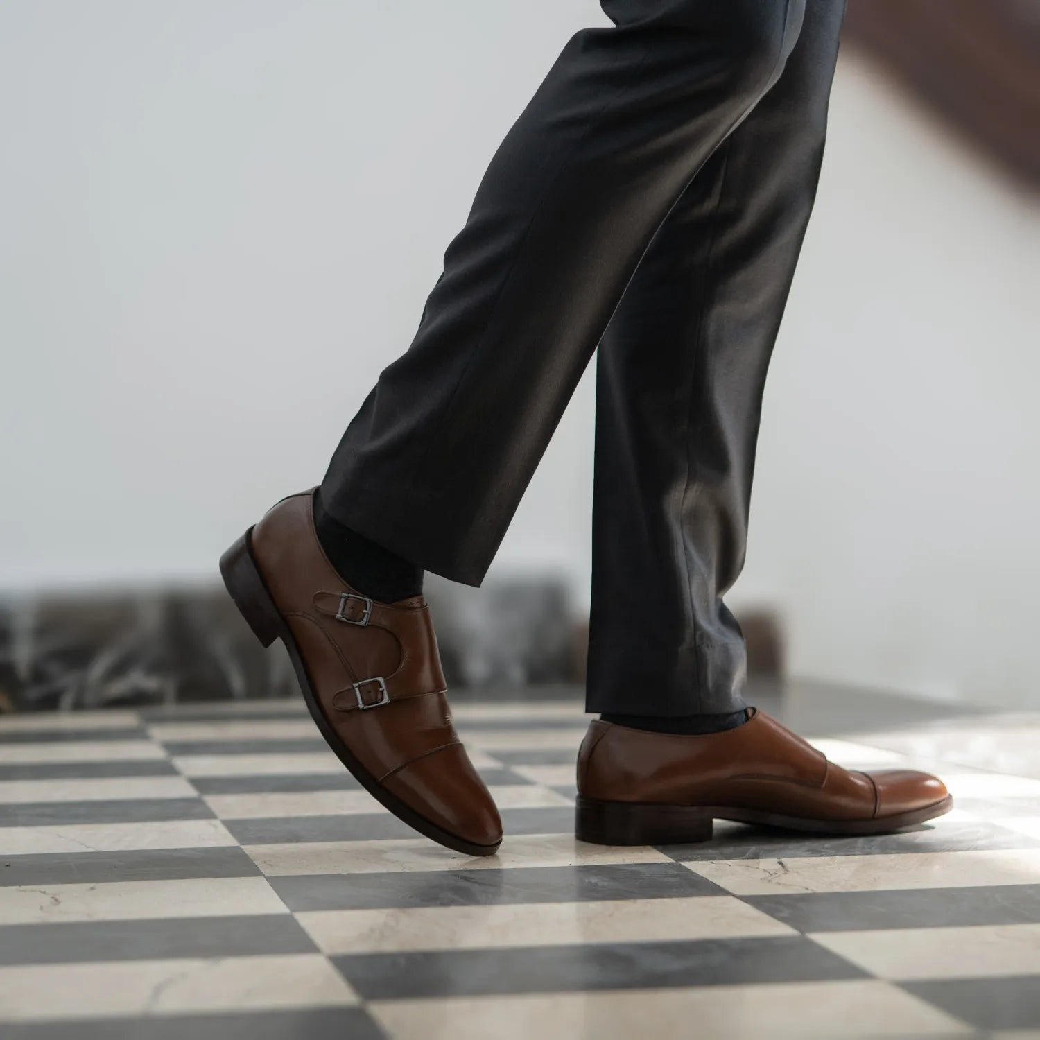 Boston Double Monk Strap Brown Leather Shoes - Image 8