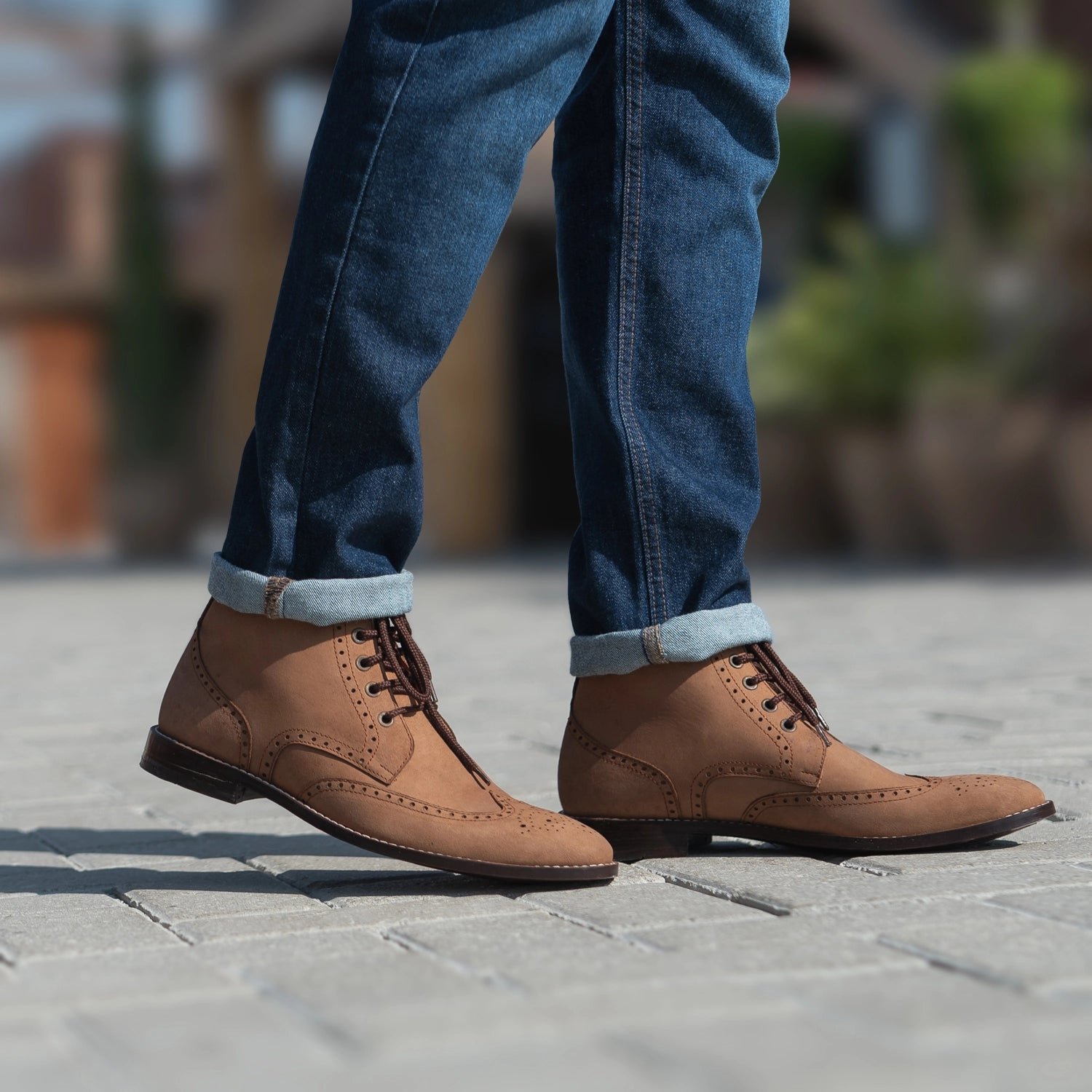 Duster Brogues Derby Brown Nubuck Leather Boots - Image 8