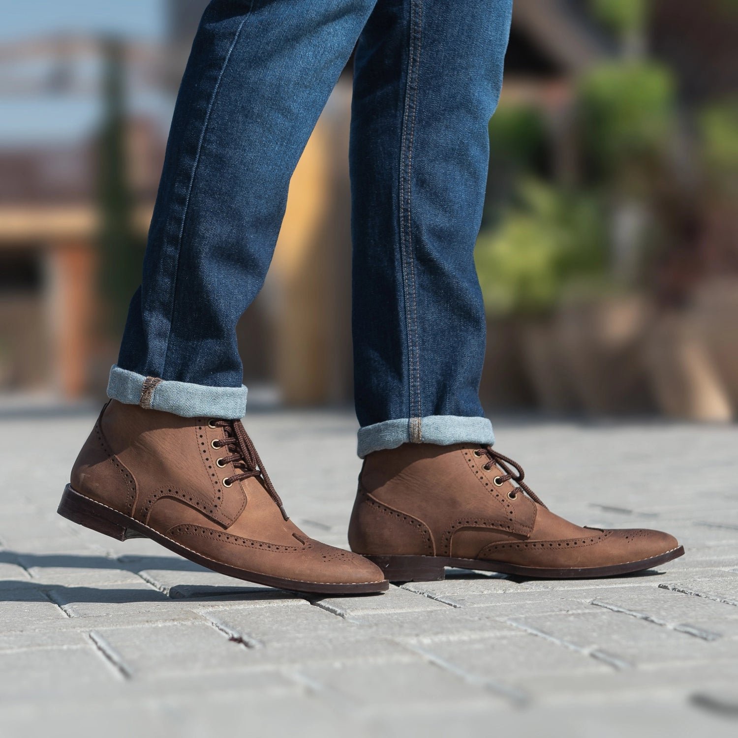 Duster Brogues Derby Oil Pull-up Brown Leather Boots - Image 8