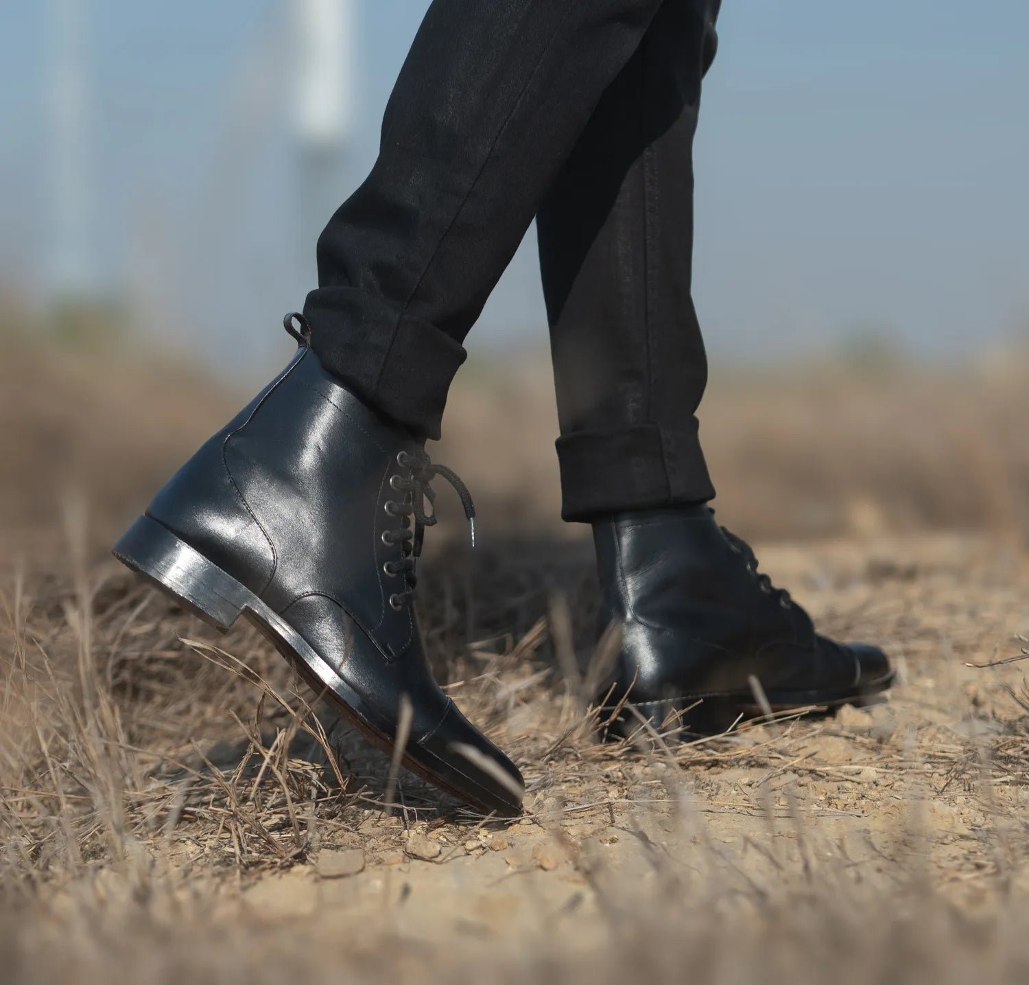 Knight Derby Black Leather Boots - Image 10