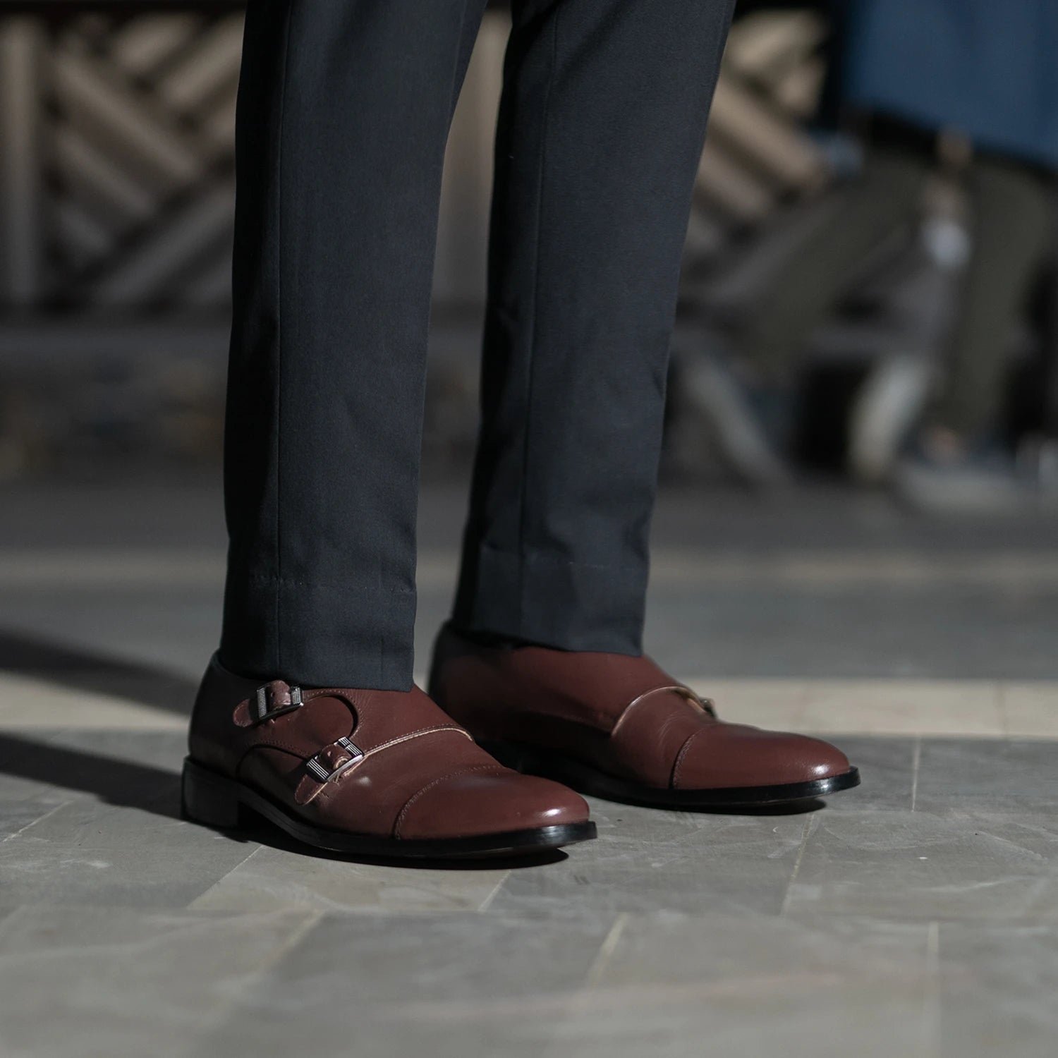 Boston Double Monk Strap Maroon Leather Shoes - Image 9