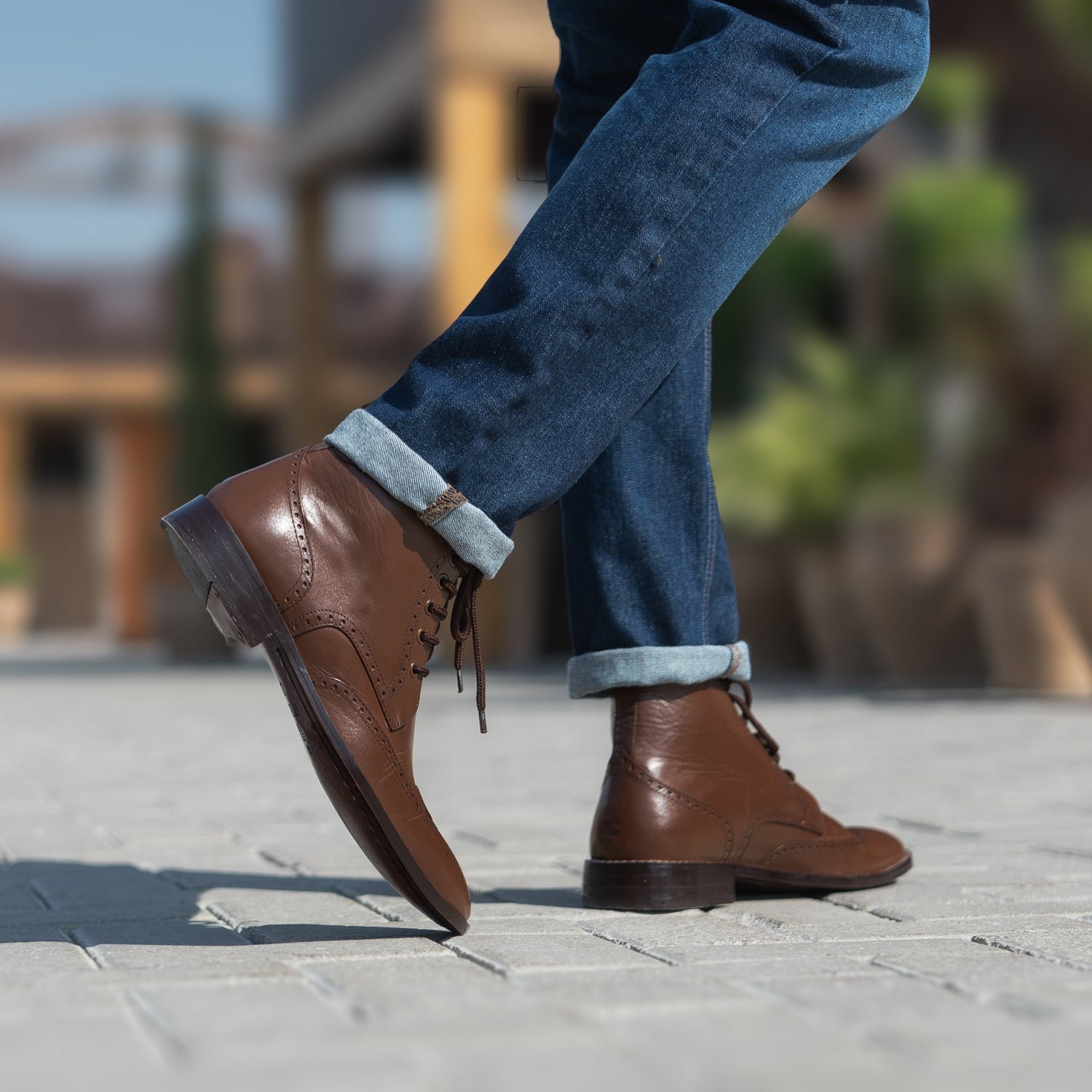 Duster Brogues Derby Brown Leather Boots - Image 8