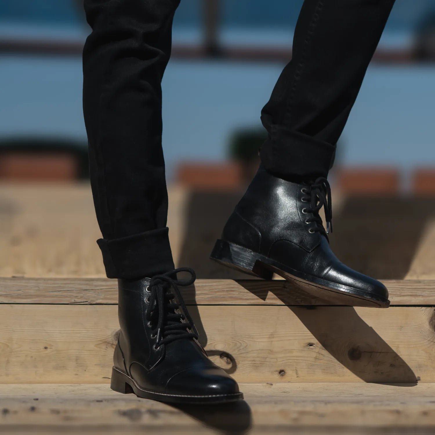 Knight Derby Black Leather Boots - Image 8