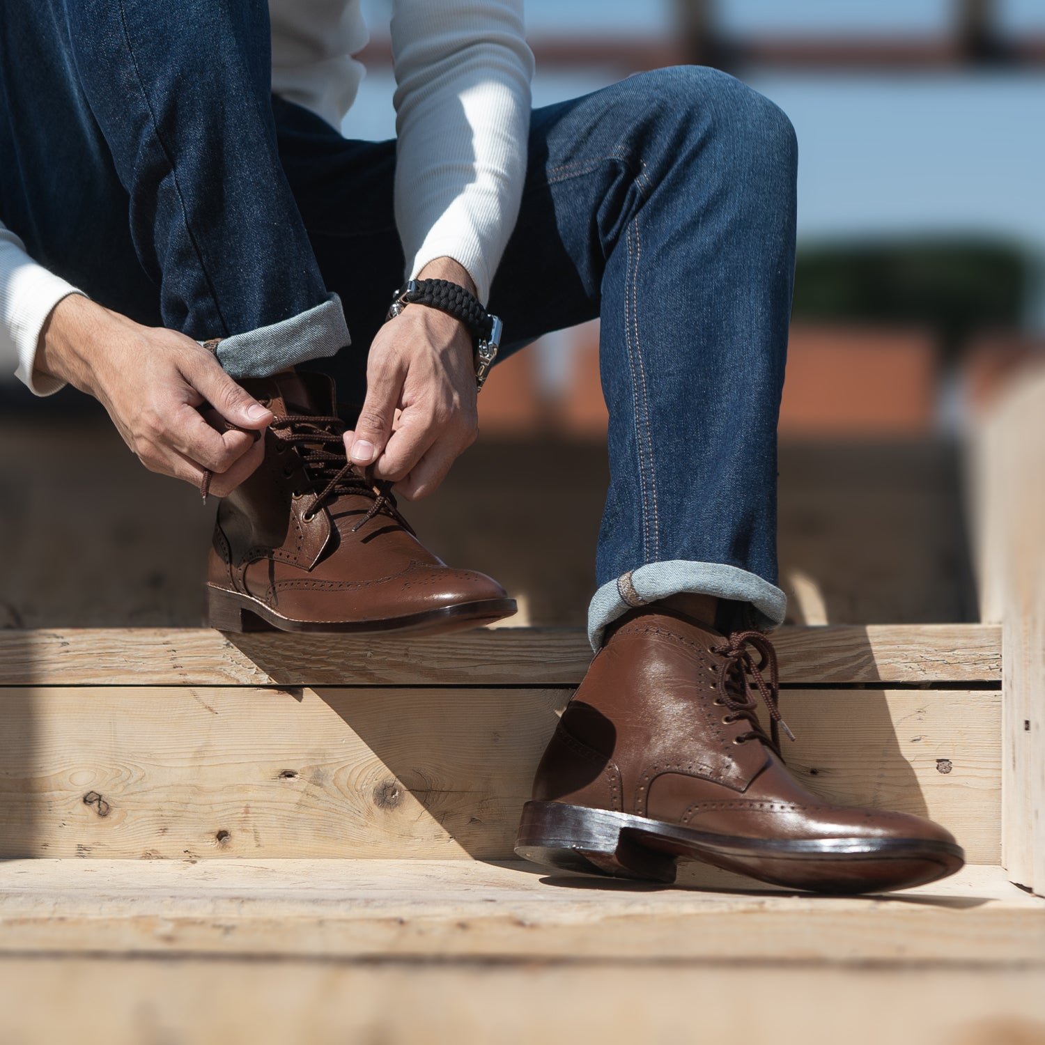 Duster Brogues Derby Brown Leather Boots - Image 9