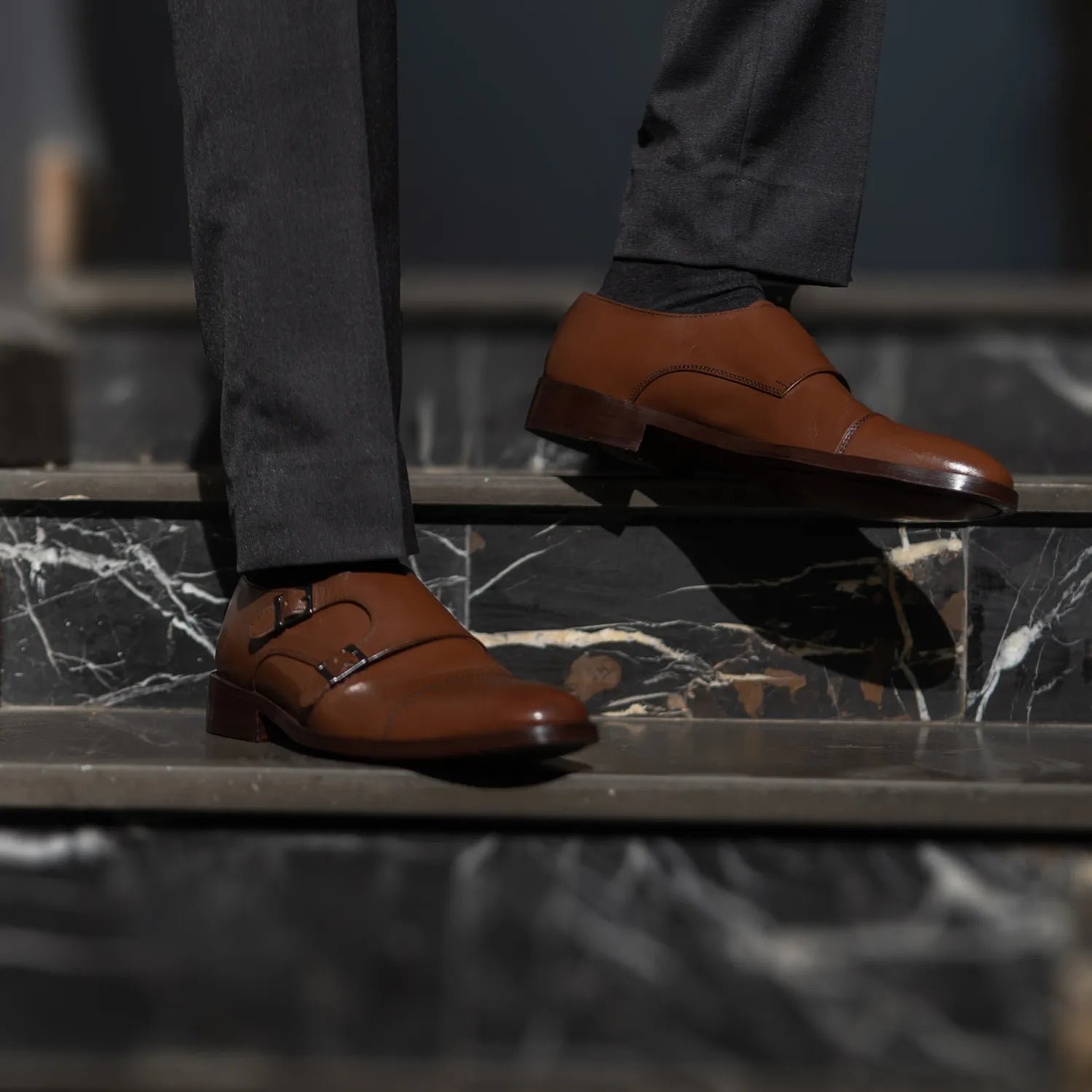 Boston Double Monk Strap Brown Leather Shoes - Image 10