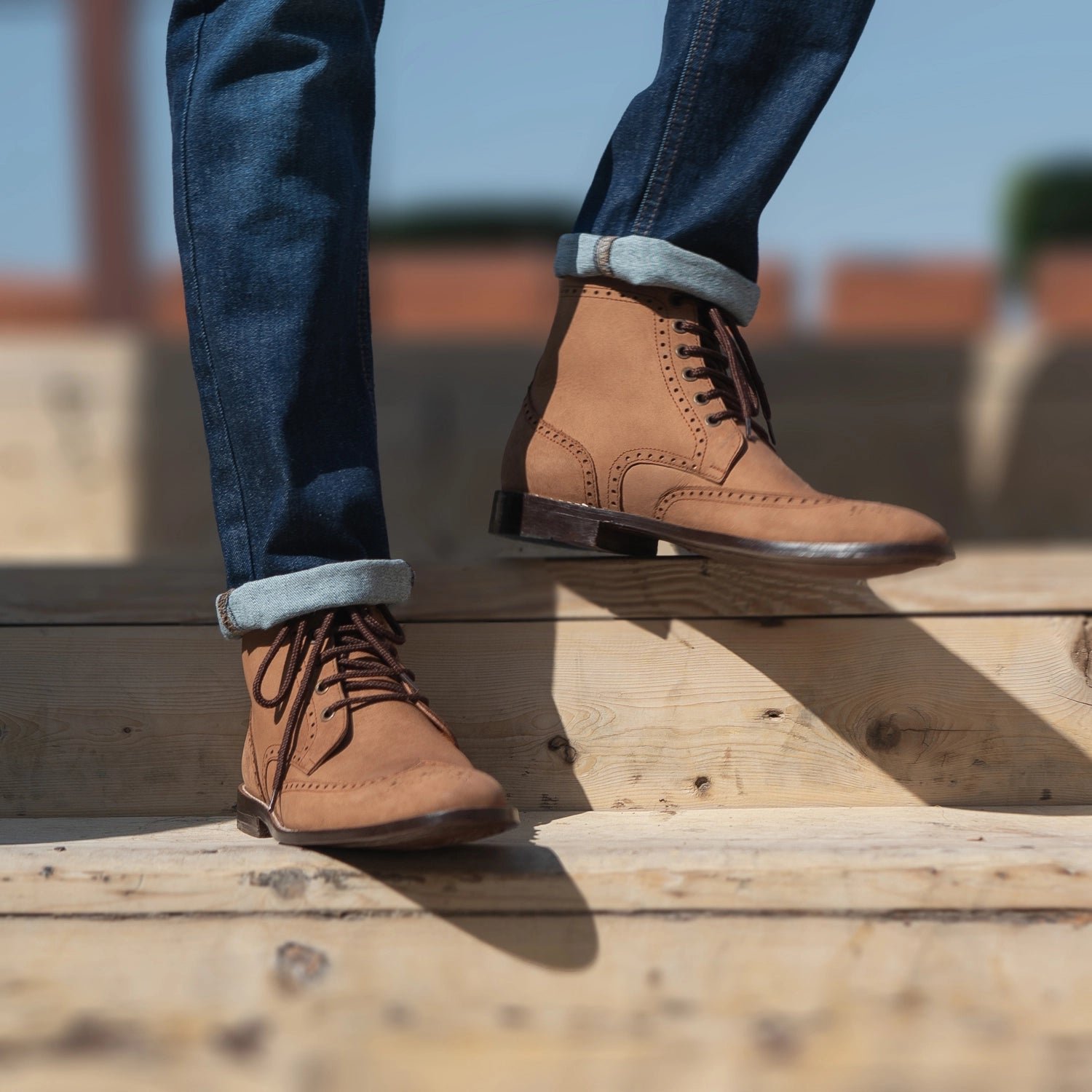 Duster Brogues Derby Brown Nubuck Leather Boots - Image 10