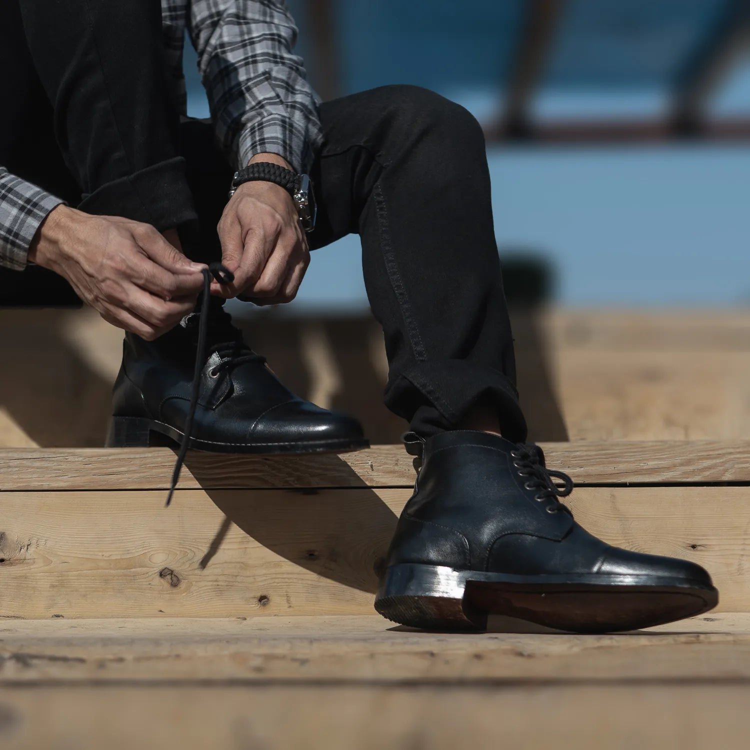 Knight Derby Black Leather Boots - Image 9