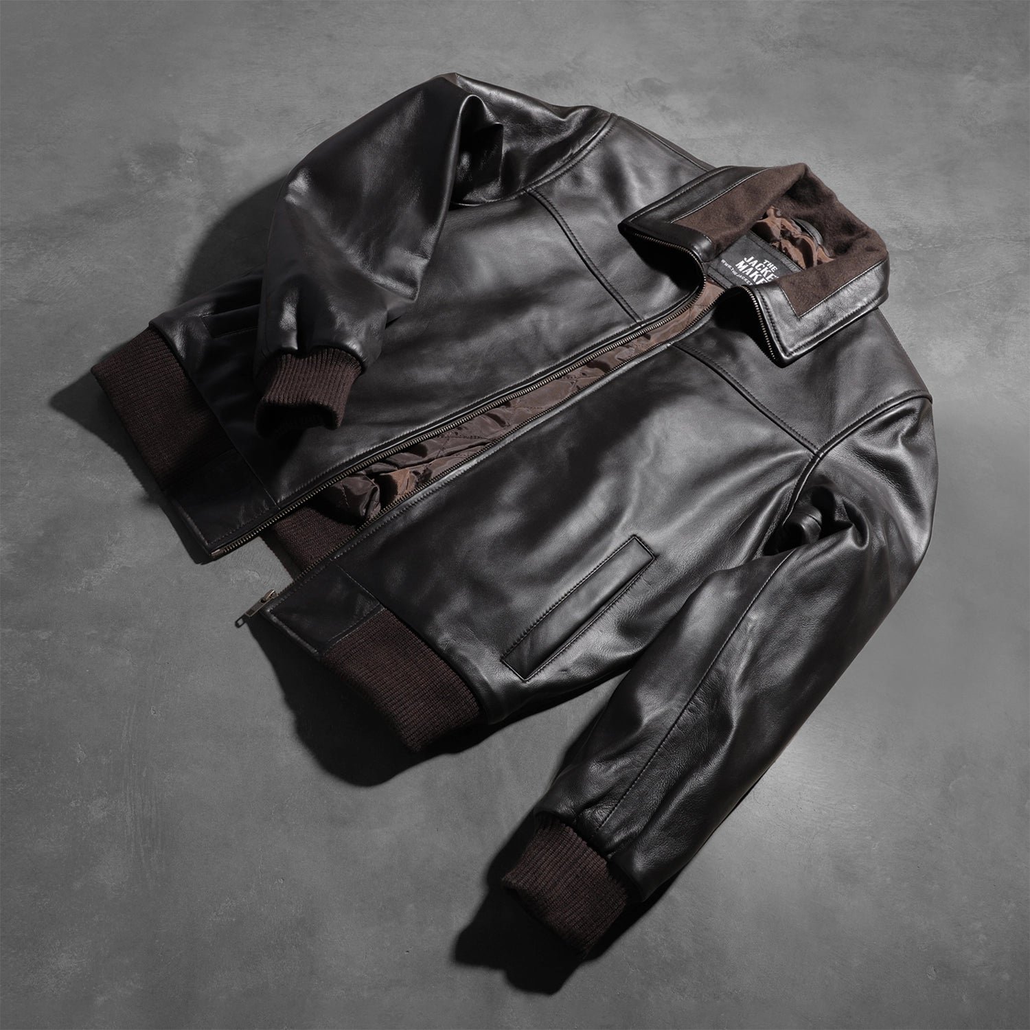 Air Rolf Brown Leather Bomber Jacket - Image 7