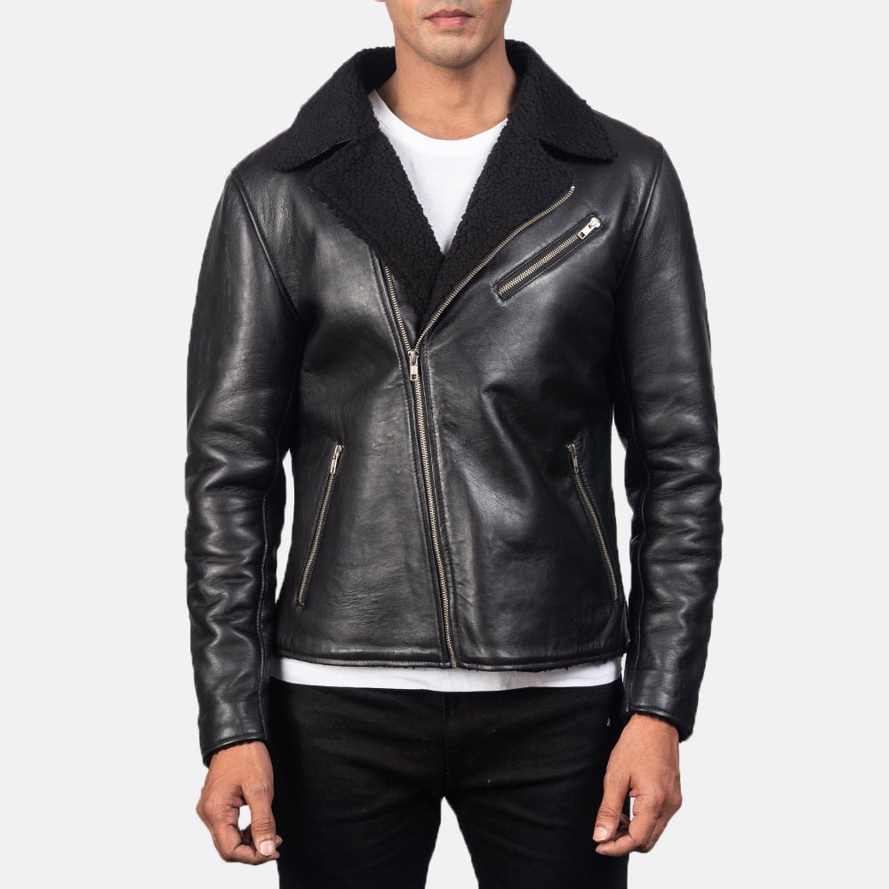 Alberto Shearling Black Leather Jacket - Image 3