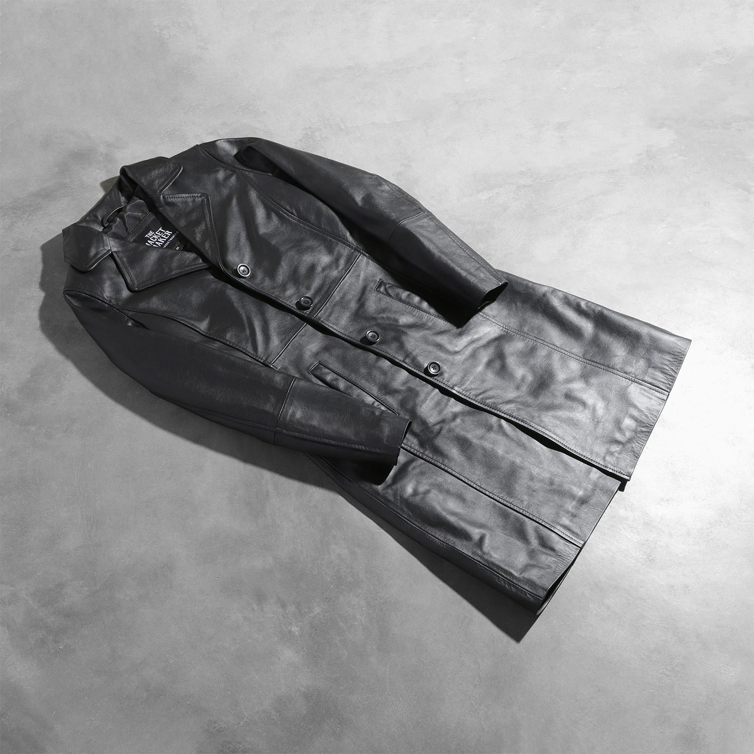 Alexis Black Single Breasted Leather Coat - Image 7