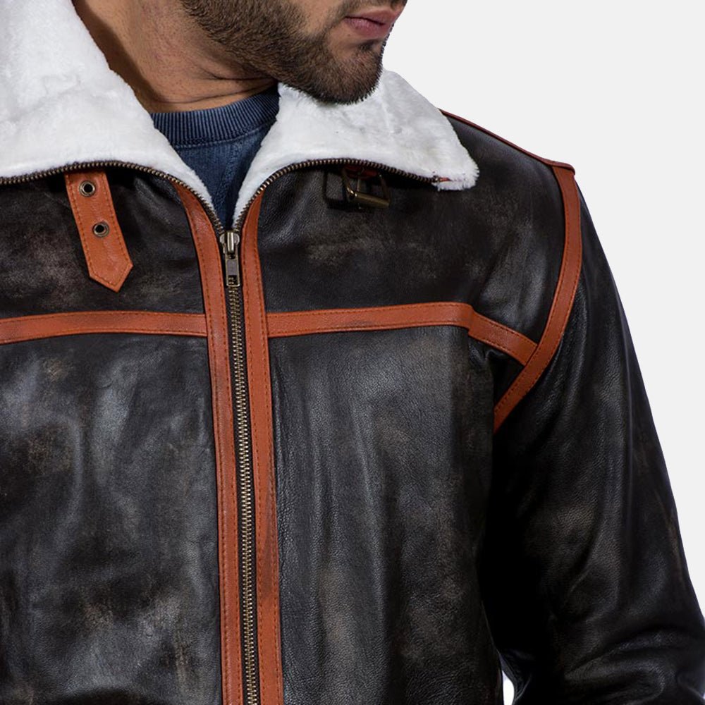 Alpine Brown Fur Leather Jacket - Image 3