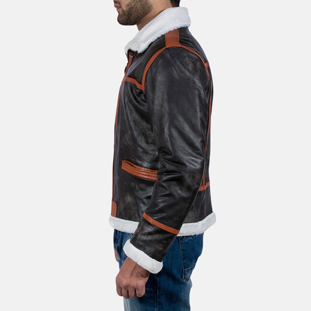 Alpine Brown Fur Leather Jacket - Image 4