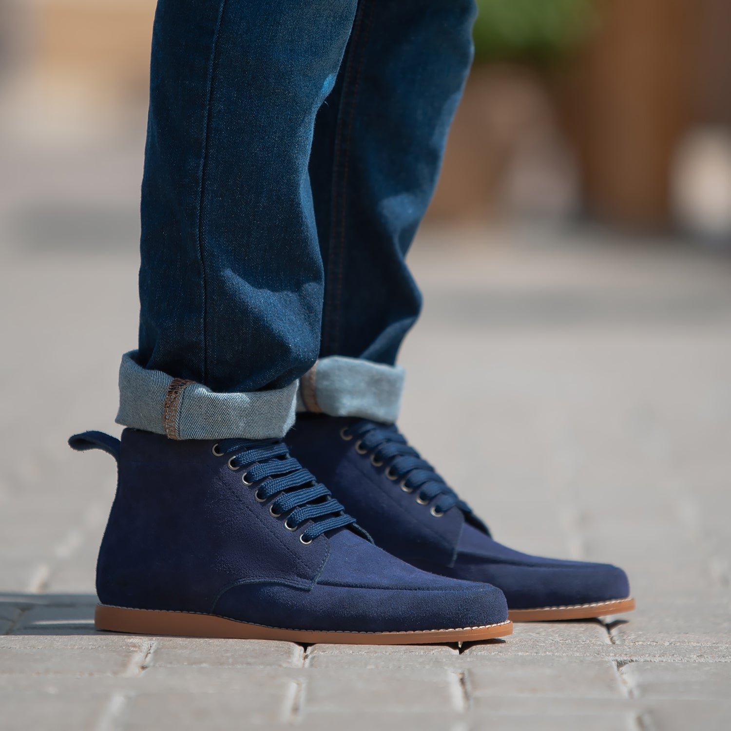 Bearman Moc Toe Blue Suede Boots - Image 8