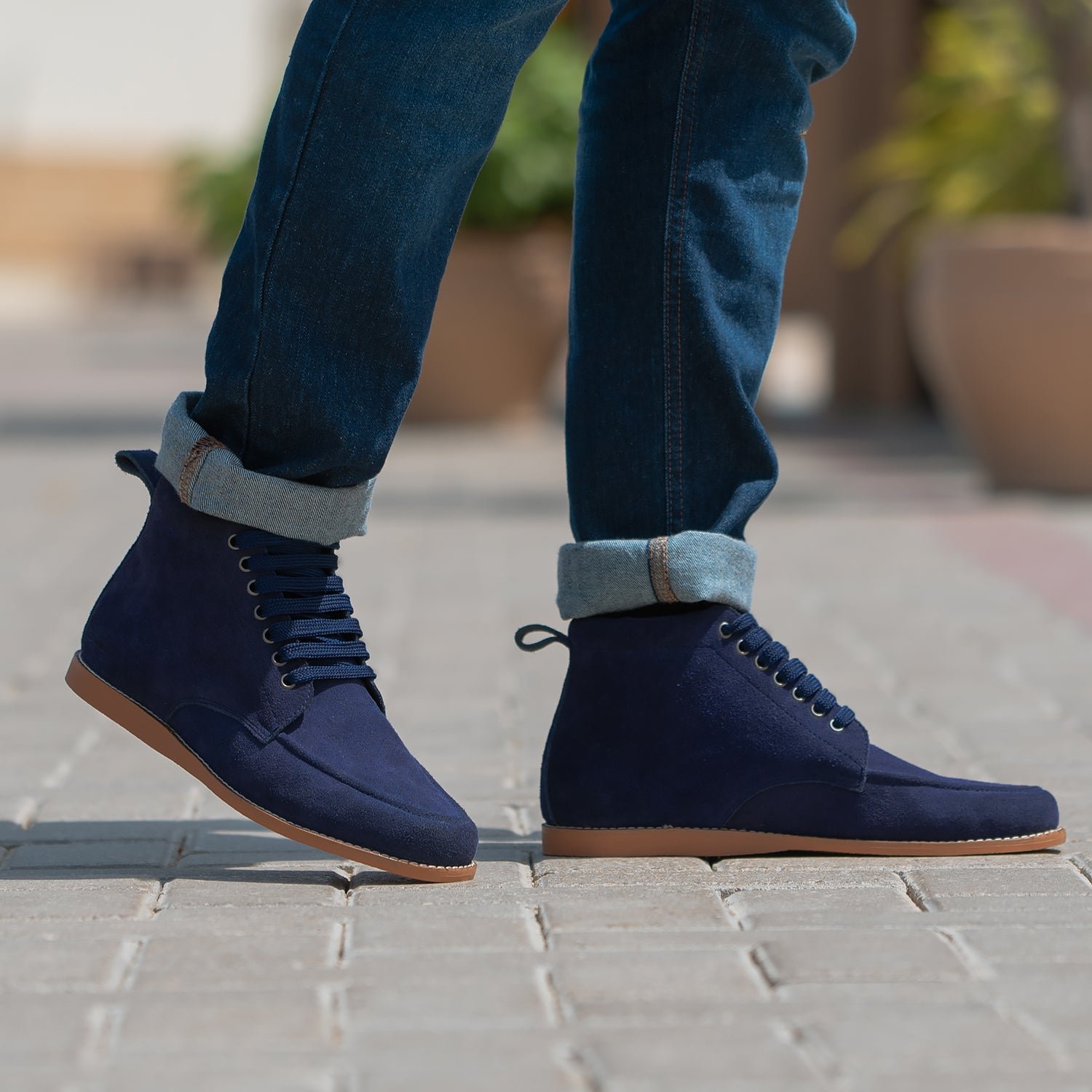 Bearman Moc Toe Blue Suede Boots - Image 9