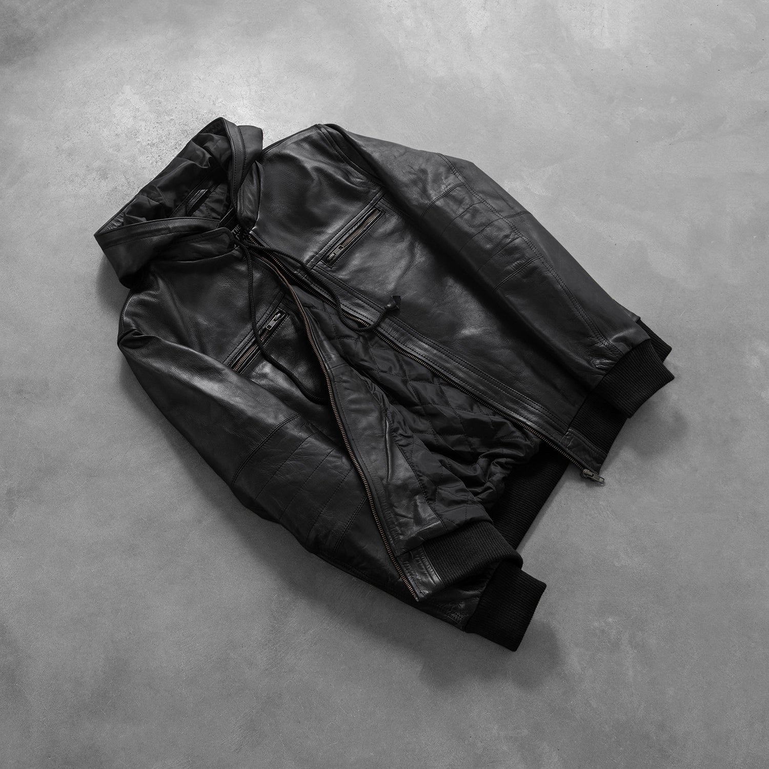 Bouncer Biz Black Leather Bomber Jacket - Image 8