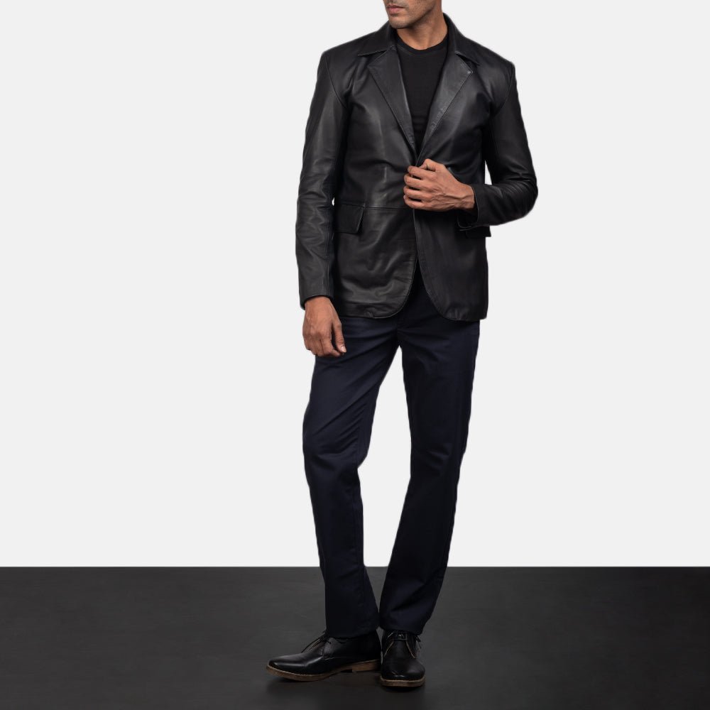 Daron Black Leather Blazer - Image 3