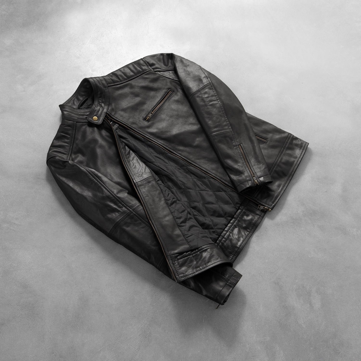 Dean Black Leather Biker Jacket - Image 8