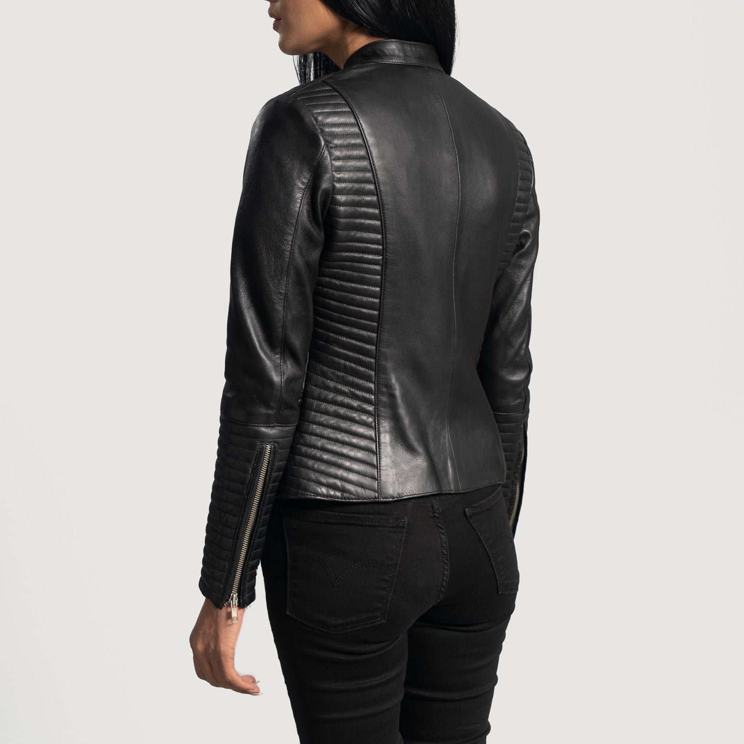 Haley Ray Black Leather Biker Jacket - Image 5