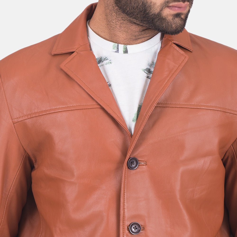 James Tan Brown Leather Blazer - Image 4