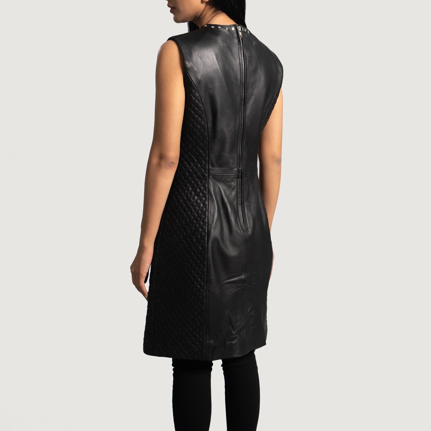 Luxe Black Leather Dress - Image 3