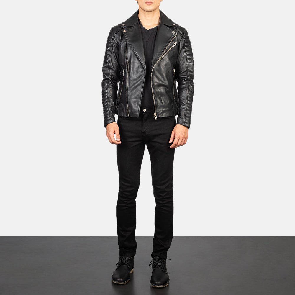 Armand Black Leather Biker Jacket - Image 3