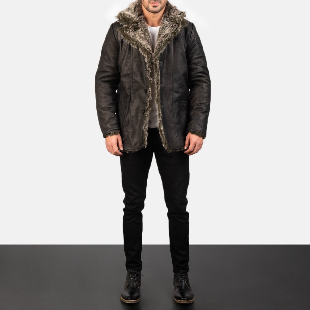 Furlong Black Leather Coat - Image 3