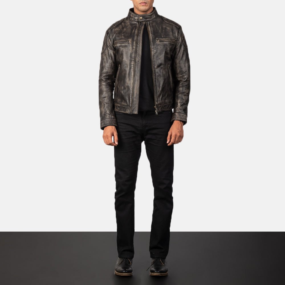 Gatsby Distressed Brown Leather Jacket - Image 4
