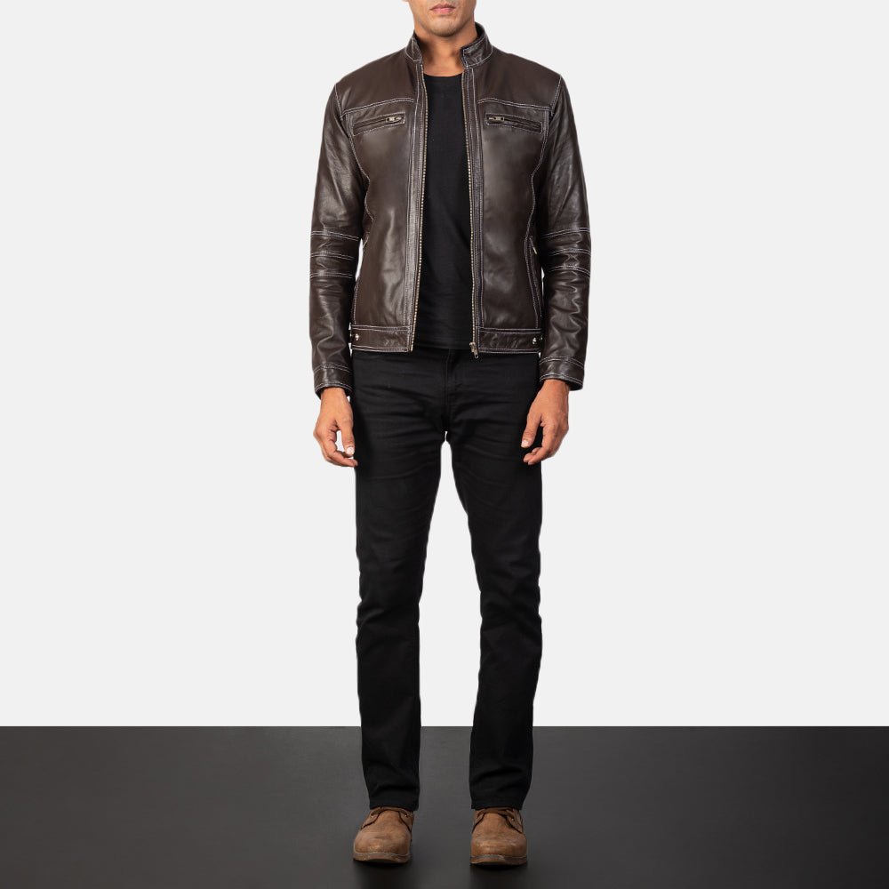 Youngster Brown Leather Biker Jacket - Image 3
