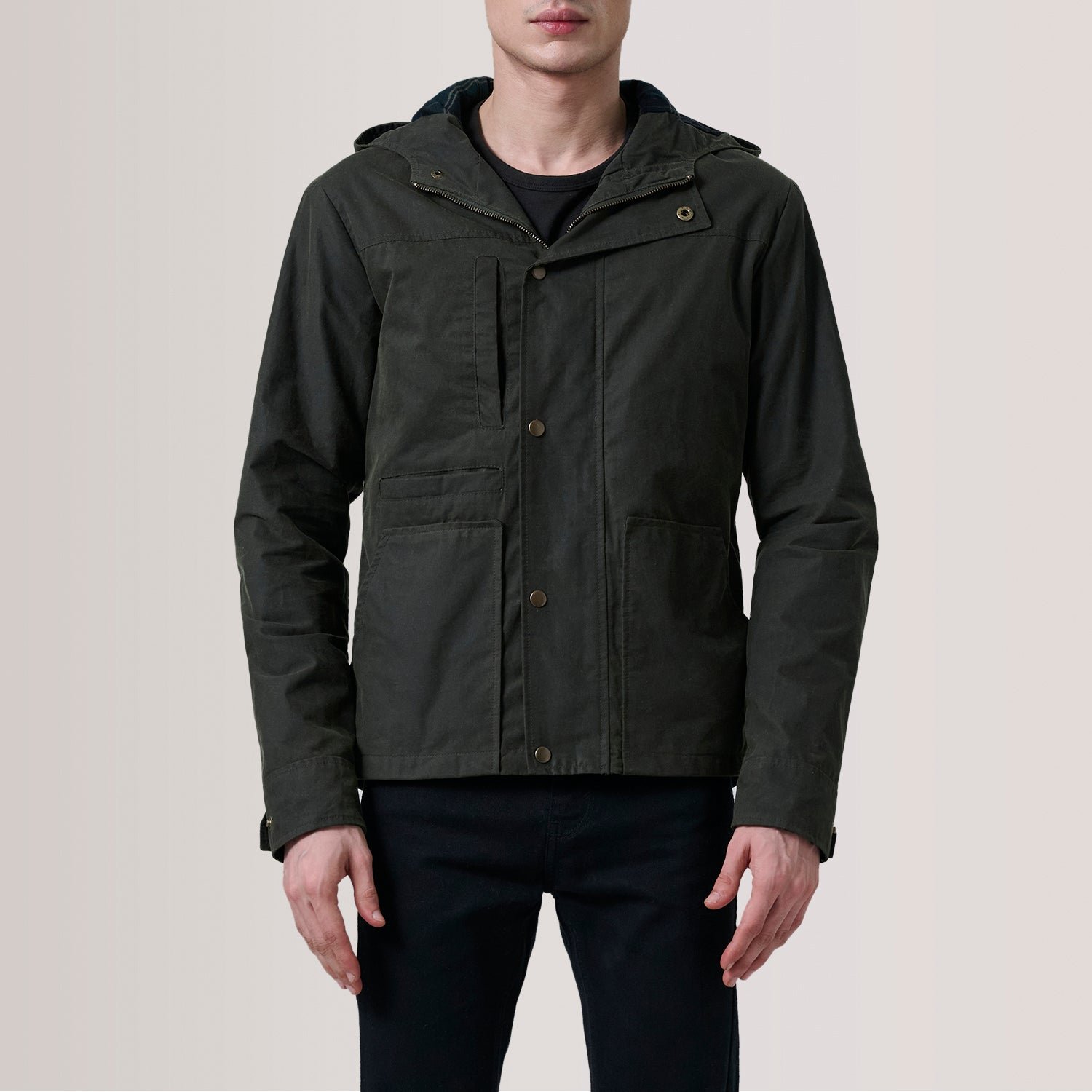 Marlo Olive Canvas Hooded Work Jacket - Image 5
